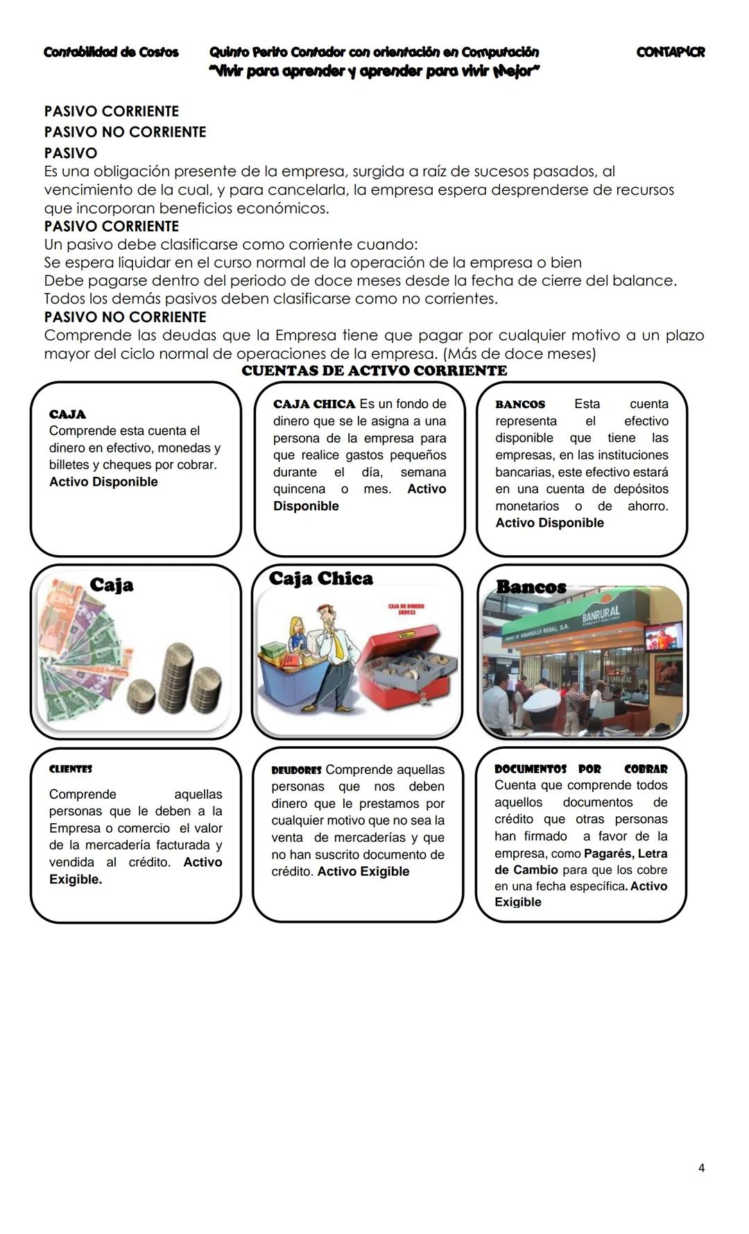 --- OCR Start ---
CONTA
Costos
Primera Unidad
Contenido
Contabilidad
La Cuenta
Cuentas que se utilizan para
operar la Contabilidad
Partes de