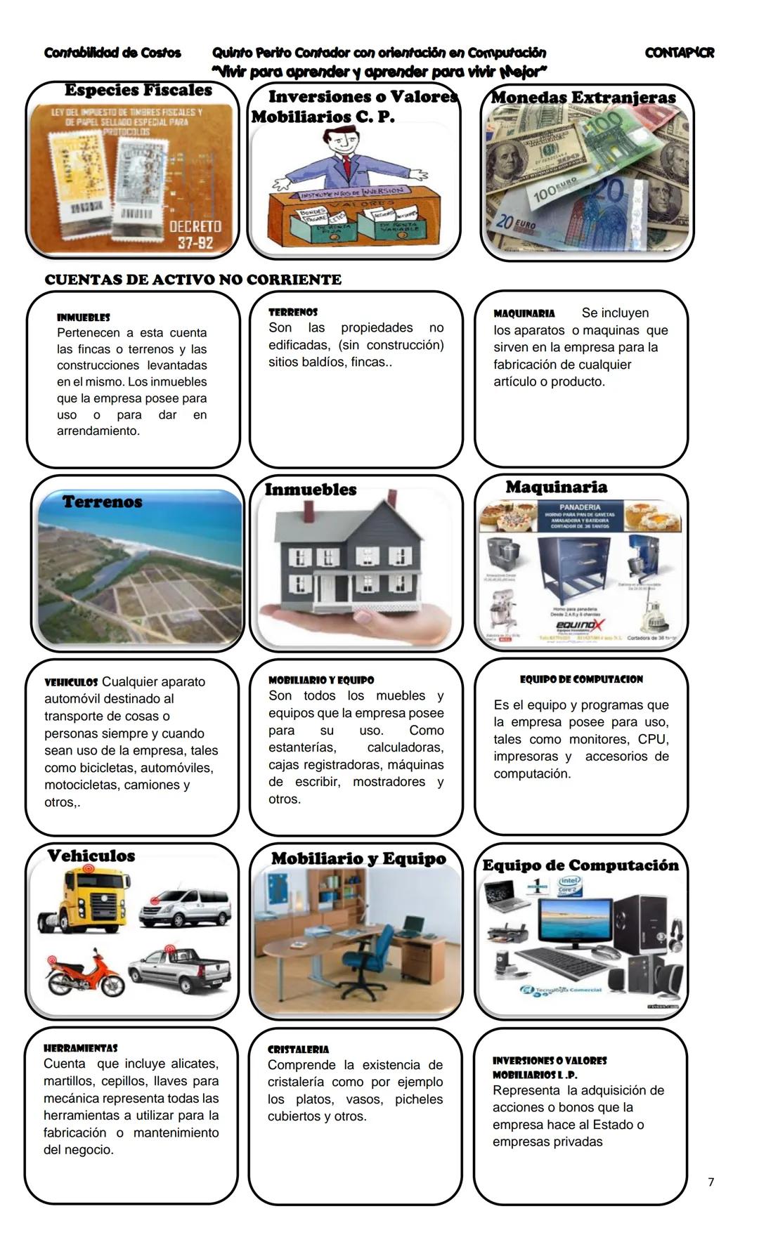 --- OCR Start ---
CONTA
Costos
Primera Unidad
Contenido
Contabilidad
La Cuenta
Cuentas que se utilizan para
operar la Contabilidad
Partes de