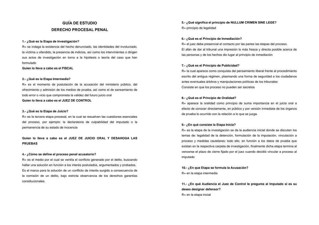 GUÍA DE ESTUDIO DERECHO PROCESAL PENAL