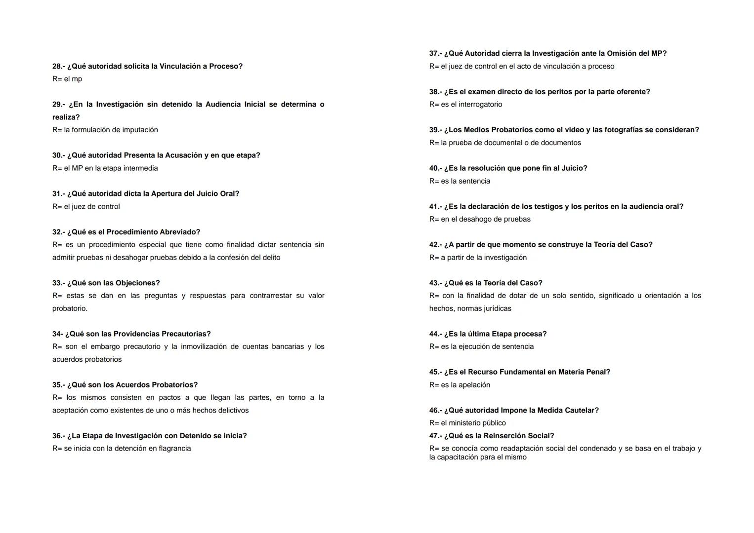 --- OCR Start ---
GUÍA DE ESTUDIO
DERECHO PROCESAL PENAL
1.- ¿Qué es la Etapa de Investigación?
R= se indaga la existencia del hecho denunci