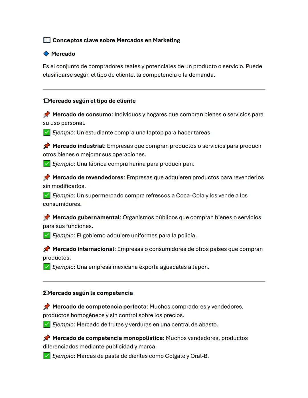 - Conceptos clave sobre Mercados en Marketing
- Mercado
Es el conjunto de compradores reales y potenciales de un producto o servicio. Puede