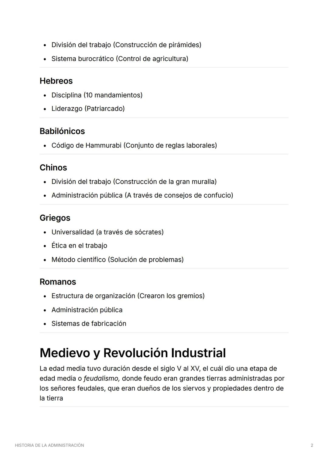 # HISTORIA DE LA
# ADMINISTRACIÓN
Historia antigua
Epoca antigua
Egipcios
Hebreos
Babilónicos
Chinos
Griegos
Romanos
Medievo y Revolución I