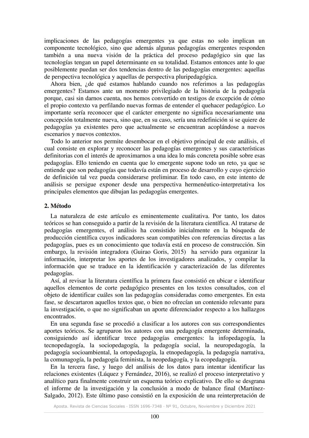 # aposta
revista de ciencias sociales
ISSN 1696-7348
N° 91, Octubre, Noviembre y Diciembre 2021
# Pedagogías emergentes: una aproximación e