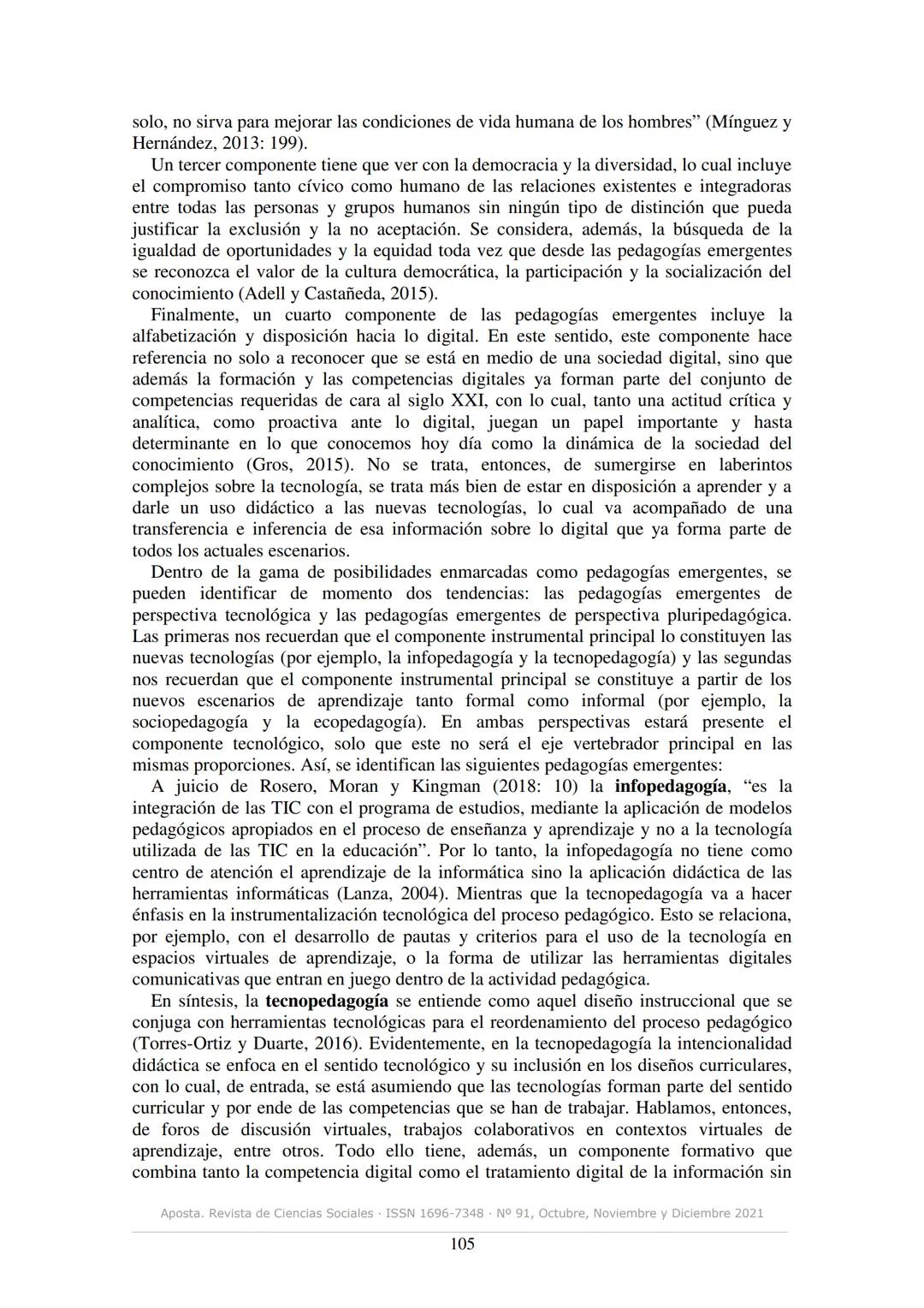 # aposta
revista de ciencias sociales
ISSN 1696-7348
N° 91, Octubre, Noviembre y Diciembre 2021
# Pedagogías emergentes: una aproximación e