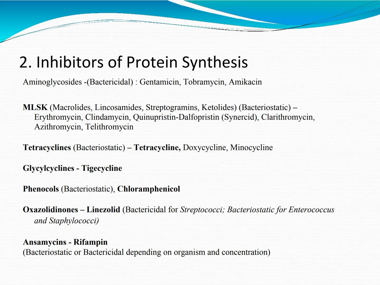ANTIBIÓTICOS Síntesis de la
pared celular
Ciclosporina
Vancomicina
Bacitracina
Penicilina
Cefalosporina
Monobactams
Carbapenems
Metabolismo