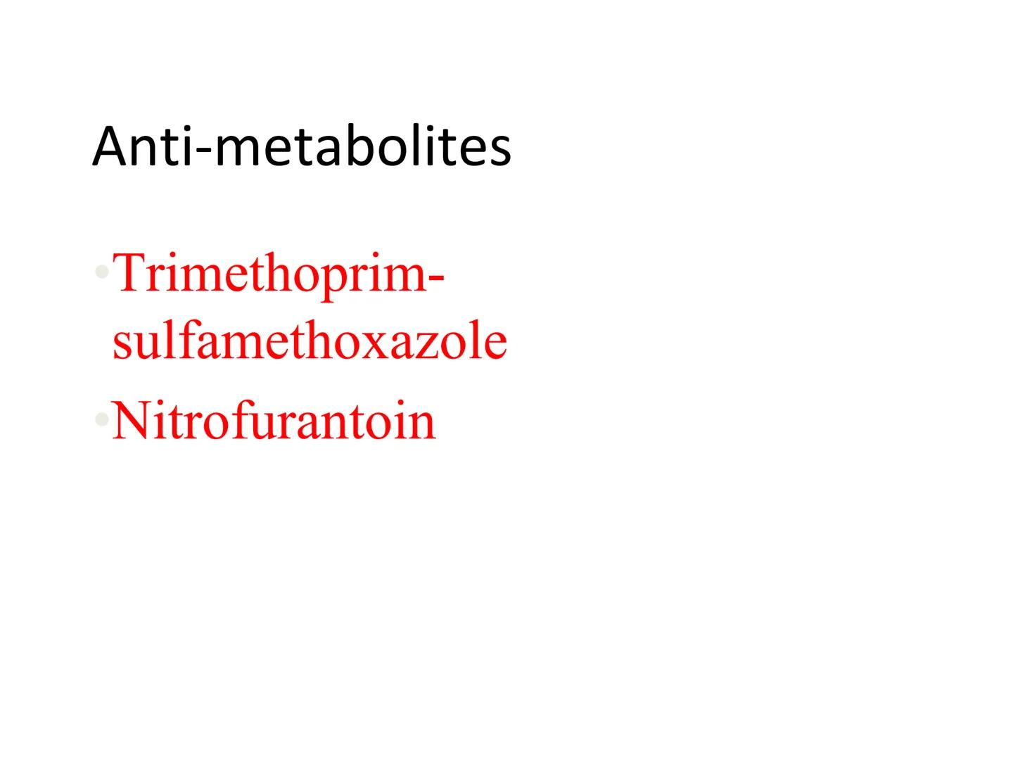 ANTIBIÓTICOS Síntesis de la
pared celular
Ciclosporina
Vancomicina
Bacitracina
Penicilina
Cefalosporina
Monobactams
Carbapenems
Metabolismo