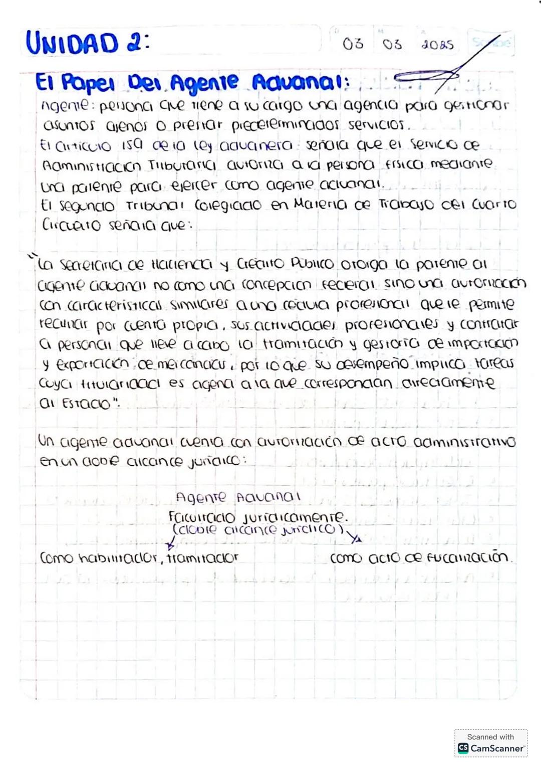 UNIDAD 2:
03 03
2025
El Papel Del Agente Aduanal:
ngente: persona que tiene a su cargo una agencia para gestionar
asuntos ajenos o prestar p