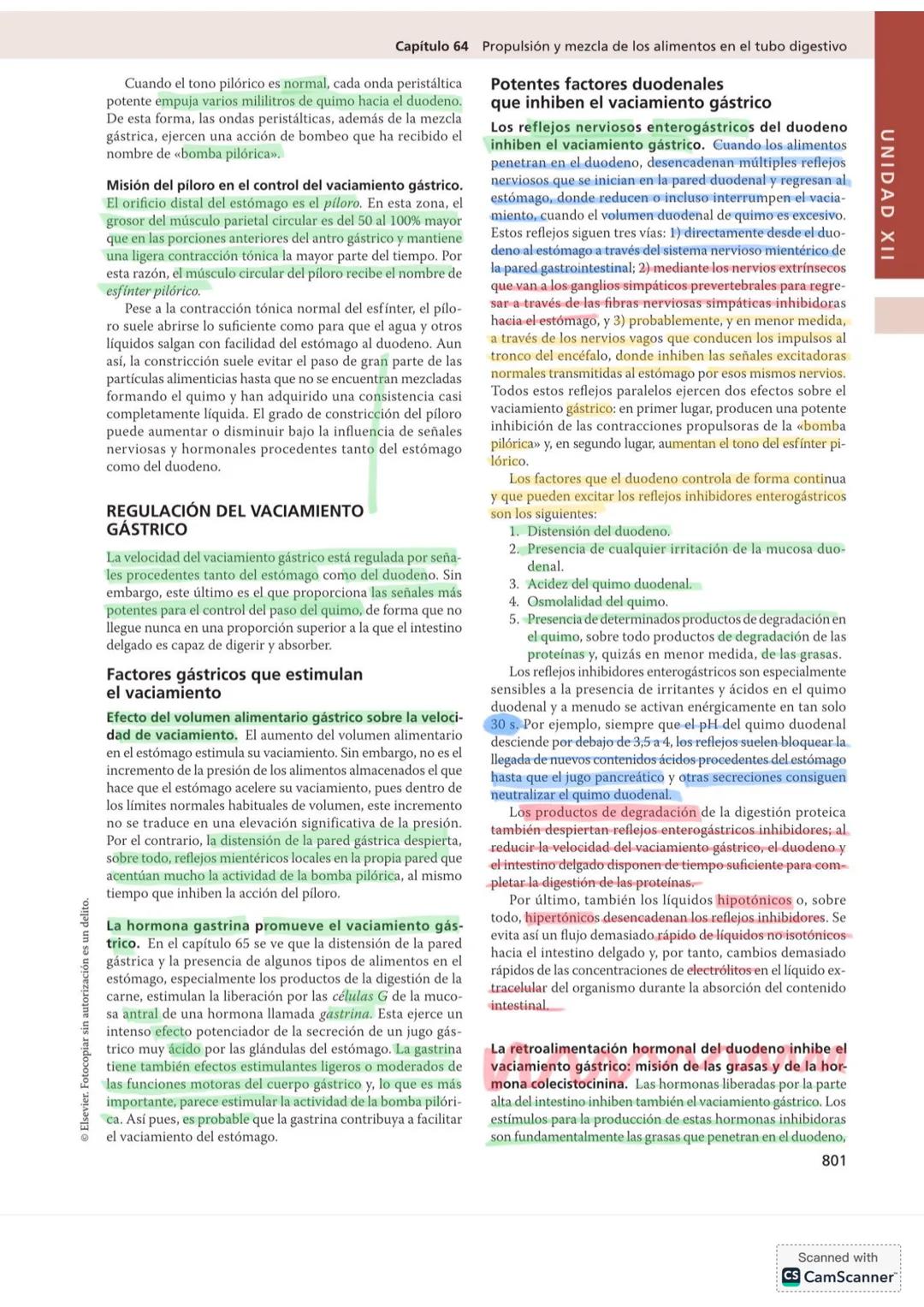 # CAPÍTULO 64
# Propulsión y mezcla de los alimentos
en el tubo digestivo
UNIDAD XII
El tiempo de permanencia de los alimentos en cada un