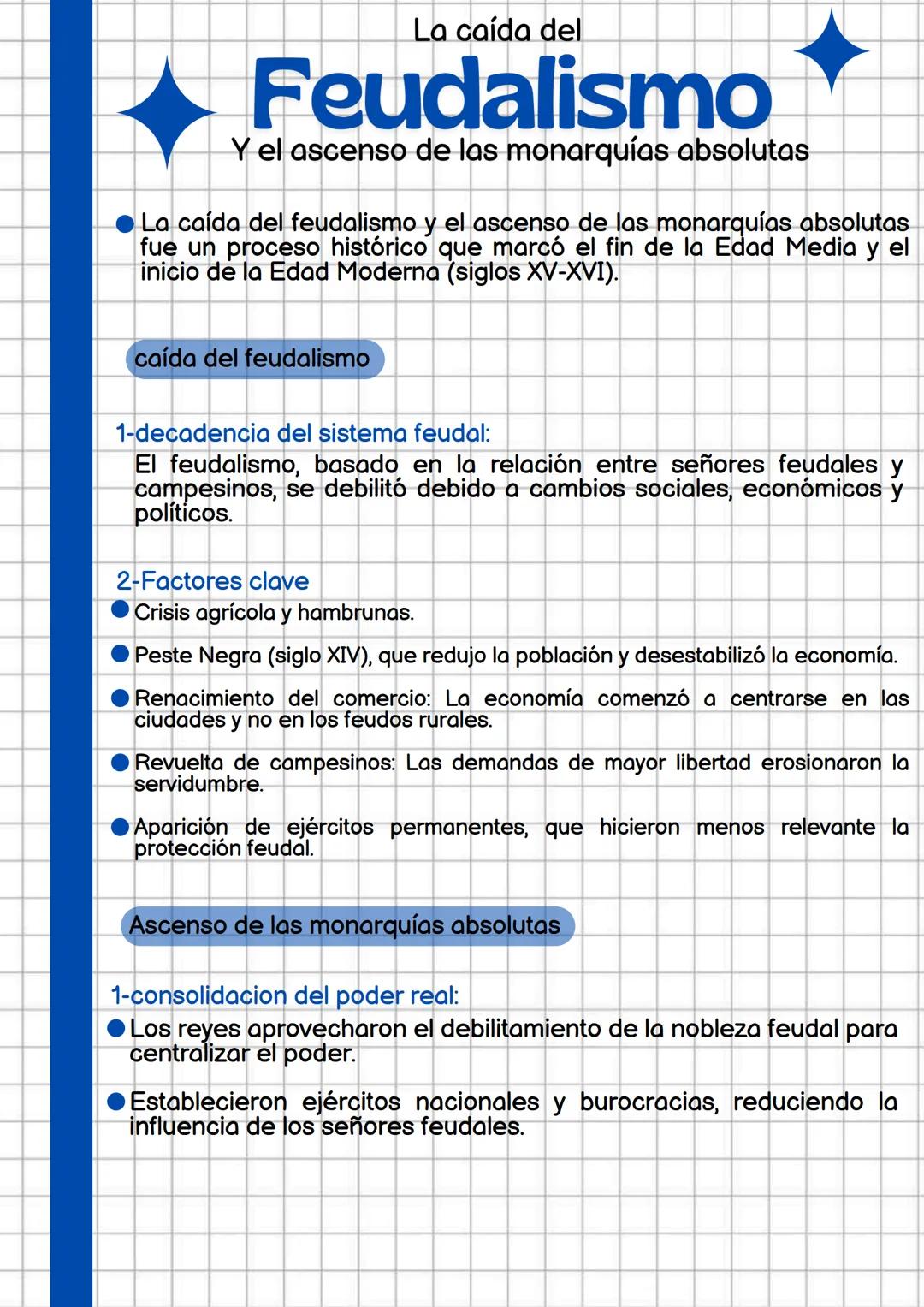 # La caída del
◆ Feudalismo
Y el ascenso de las monarquías absolutas
La caída del feudalismo y el ascenso de las monarquías absolutas
fue