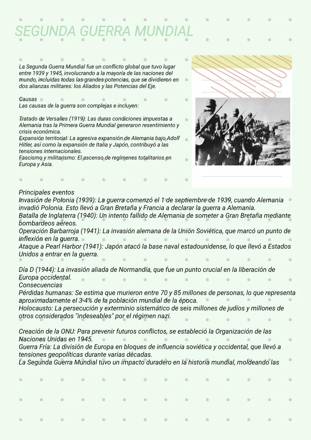 # SEGUNDA GUERRA MUNDIAL
La Segunda Guerra Mundial fue un conflicto global que tuvo lugar
entre 1939 y 1945, involucrando a la mayoría de l