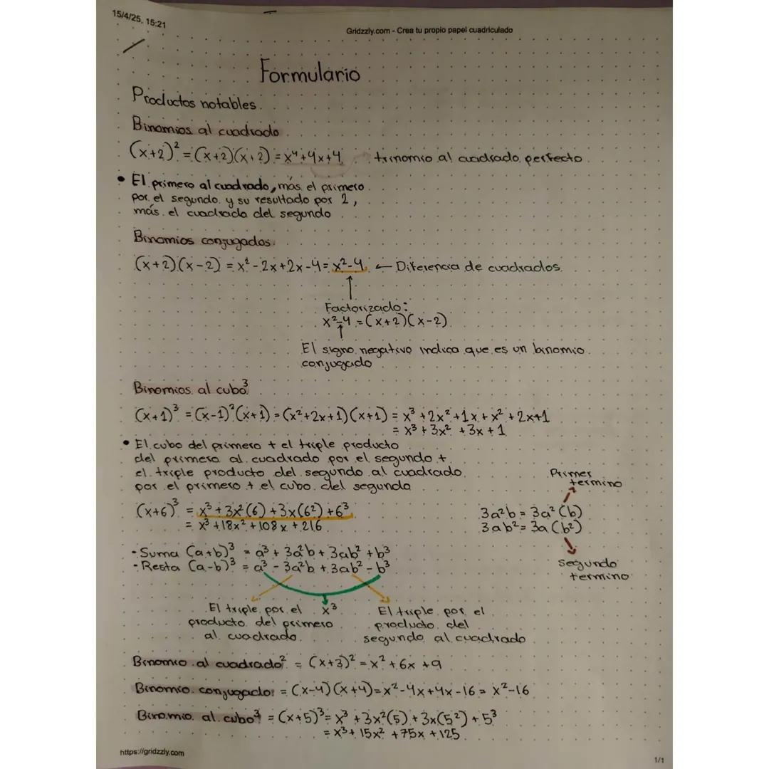 15/4/25, 15:21
Gridzzly.com - Crea tu propio papel cuadriculado
Formulario
Productos notables
Binomios al cuadrado
$(x+2)^2$= $(x+2)(x+2)