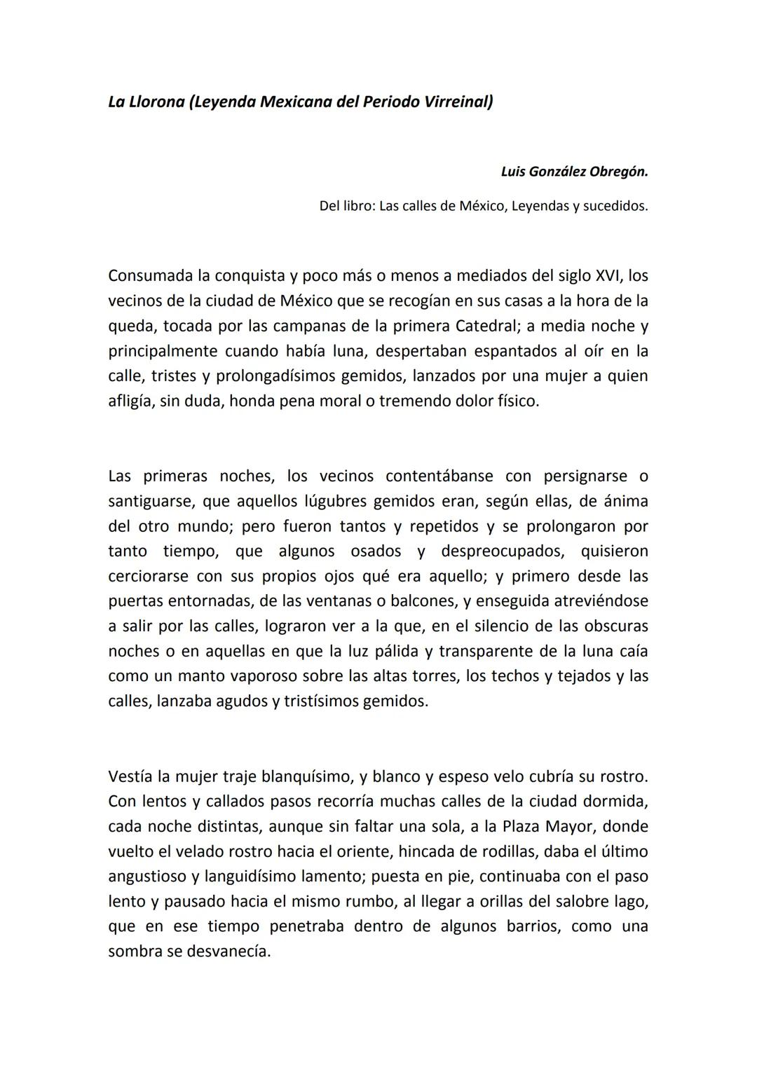 # La Llorona (Leyenda Mexicana del Periodo Virreinal)
Luis González Obregón.
Del libro: Las calles de México, Leyendas y sucedidos.
Consu