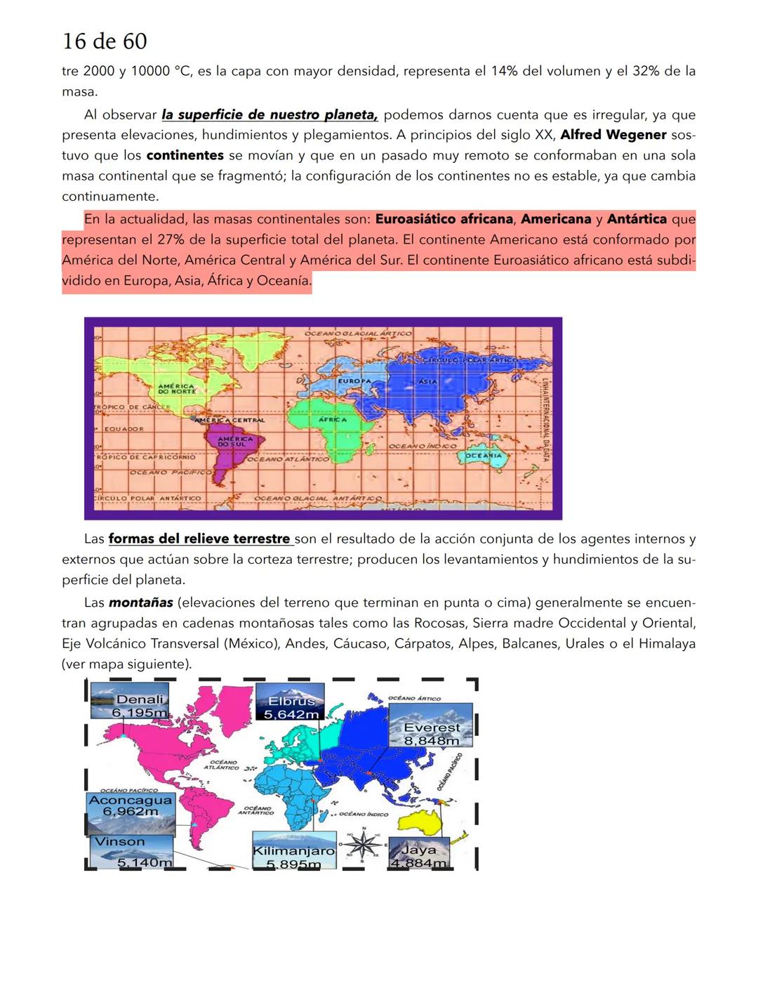 1 de 60
GEOGRAFÍA
El espacio geográfico y los mapas
El espacio, terrestre y marino, es el objeto de estudio de la Geografía y se define como