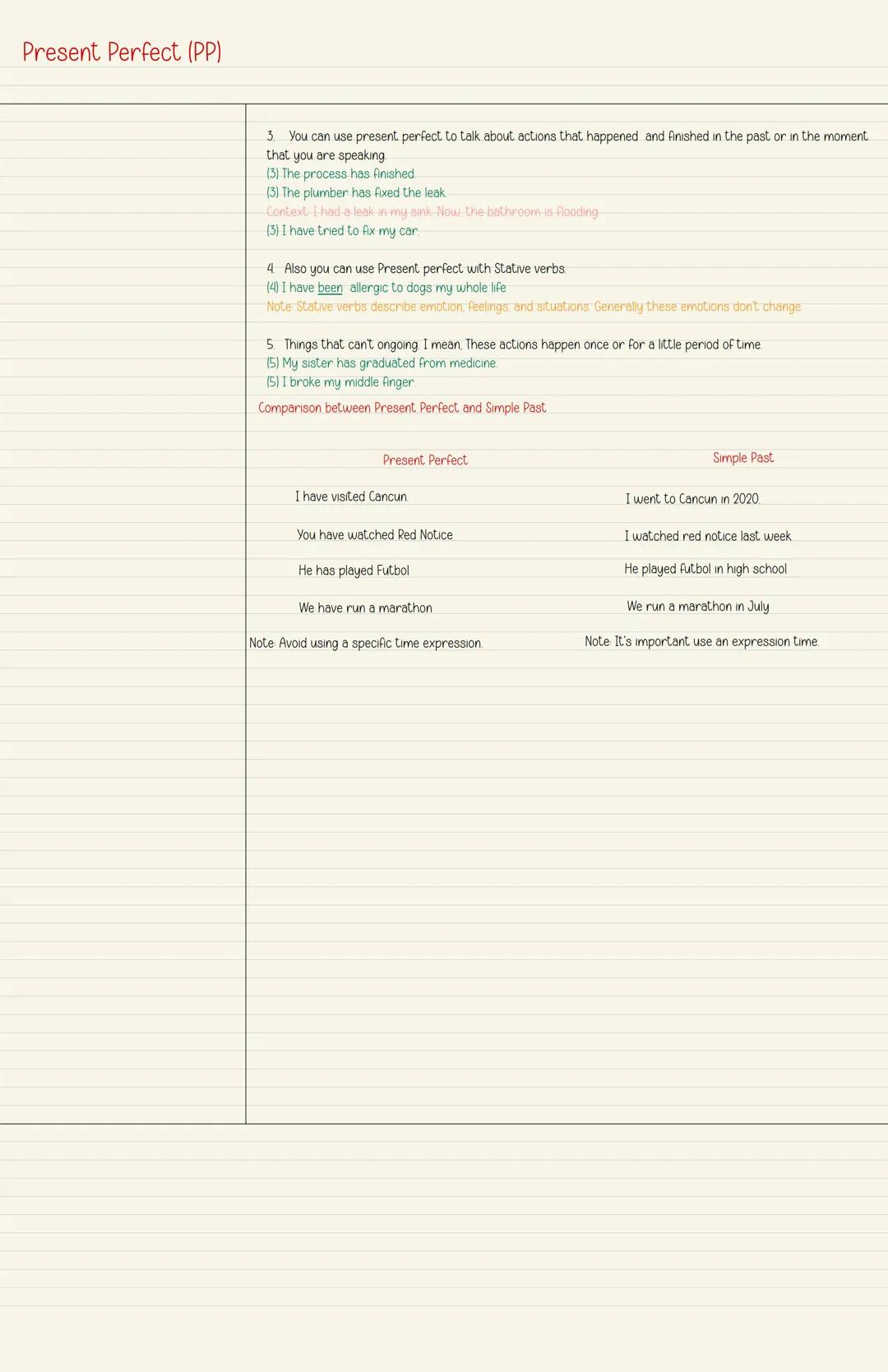 # Present Perfect (PP)
Código de colores
* Titulo
* Contenido
* Estructuras
* Ejemplos
* Notas
Context
Mention all the contractions
Mentio