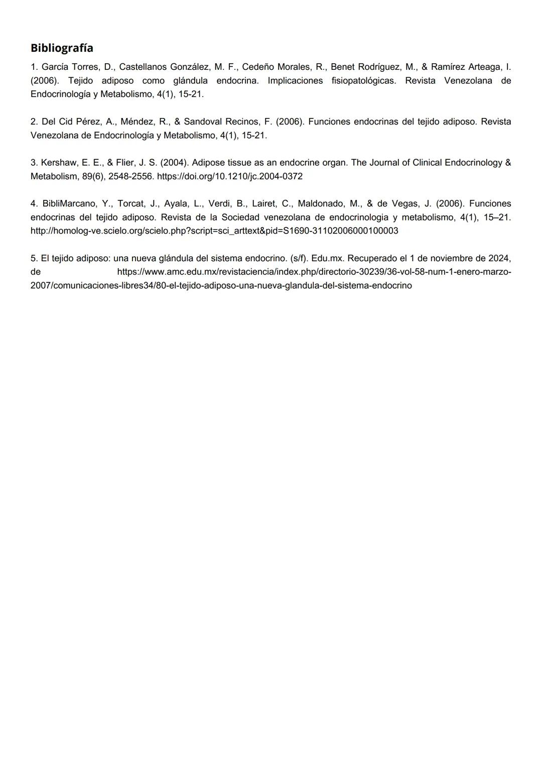 Fatima Dioselina Mercado
Higuera
Bioquímica
EL TEJIDO ADIPOSO COMO
ÓRGANO ENDÓCRINO: IMPACTO
BIOQUÍMICO Y
FISIOPATOLÓGICO
Mendoza Mejía M
