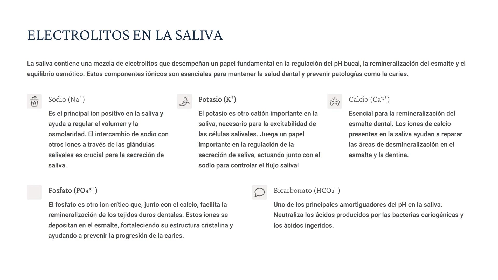 # BIOQUÍMICA EN LA SALIVA
La saliva es un fluido biológico esencial en la cavidad bucal, con múltiples
funciones que incluyen la protección