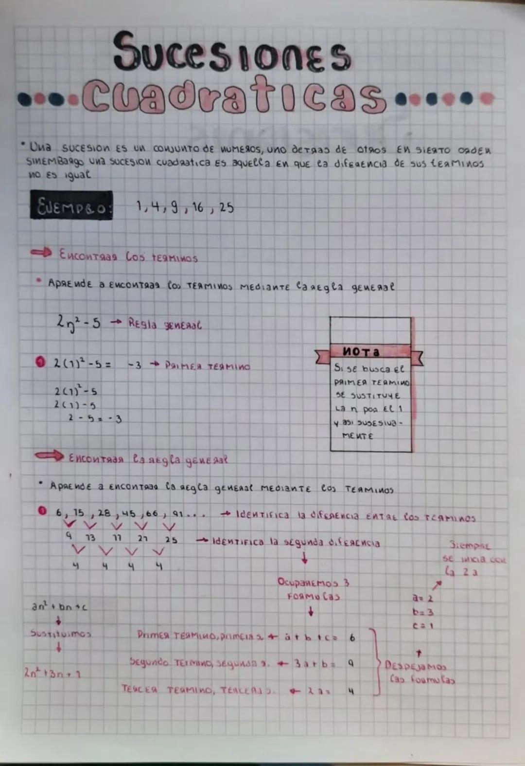 # Sucesiones
## Cuadraticas......
* Una sucesion Es un conjuntо dе иимERоs, uno deтяas de otros EN SIERTO orden
SinEmbargo una sucesión cu