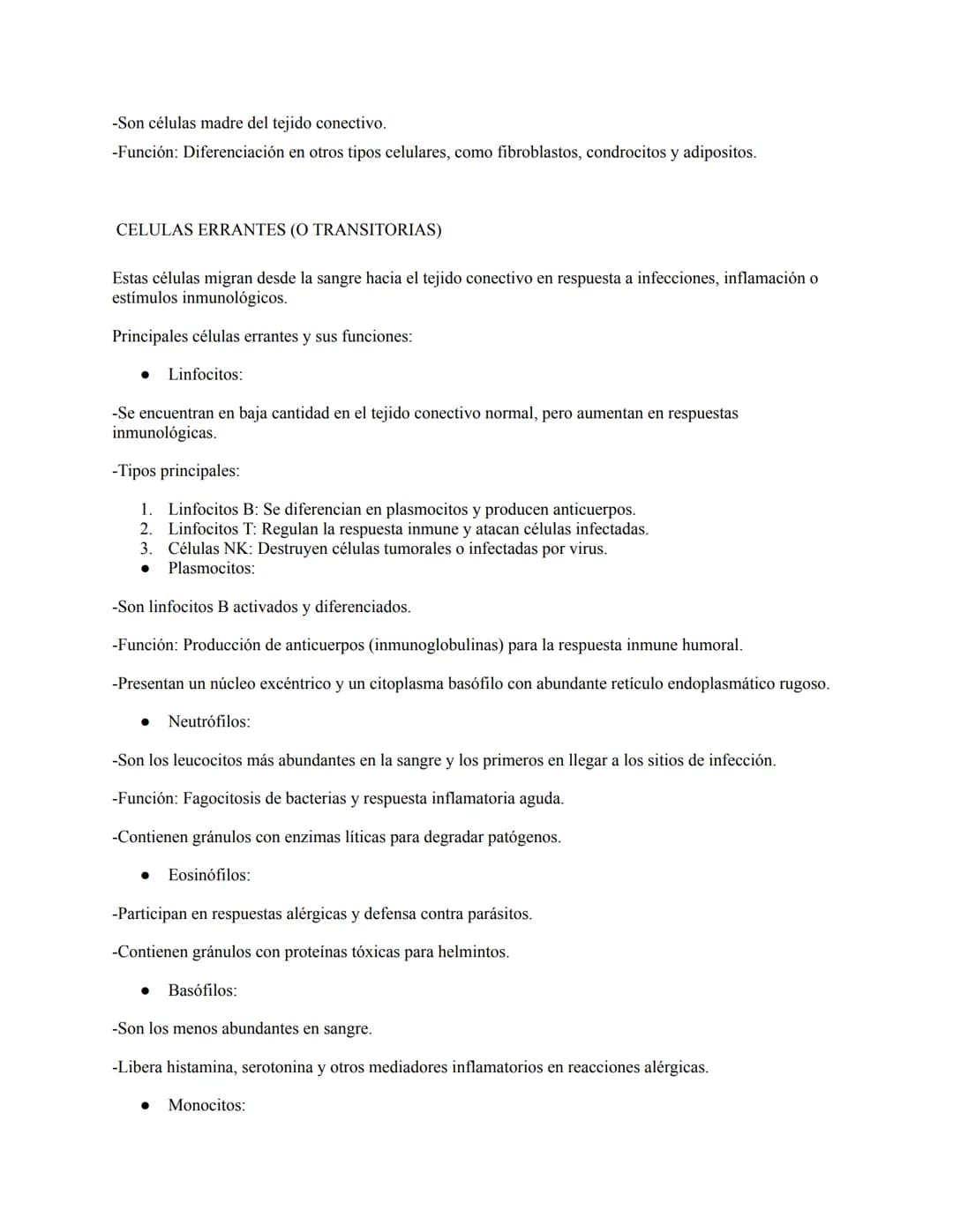 # CÉLULAS DEL TEJIDO CONECTIVO.
El tejido conectivo: residentes y errantes.
El tejido conectivo esta compuesto por células y matriz extrac