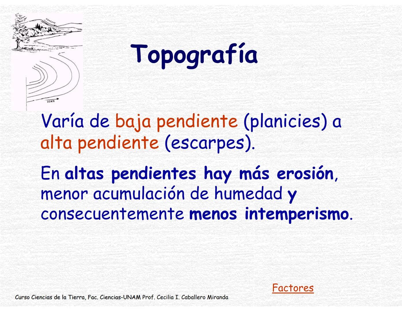 Suelos
Curso Ciencias de la Tierra, Fac. Ciencias-UNAM
Prof. Cecilia I. Caballero Miranda # Estudio del suelo
CIENCIAS dedicadas al estudi