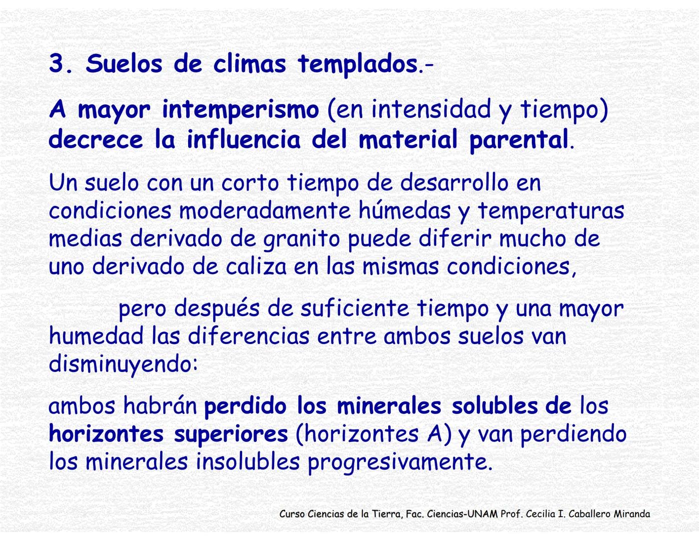 Suelos
Curso Ciencias de la Tierra, Fac. Ciencias-UNAM
Prof. Cecilia I. Caballero Miranda # Estudio del suelo
CIENCIAS dedicadas al estudi