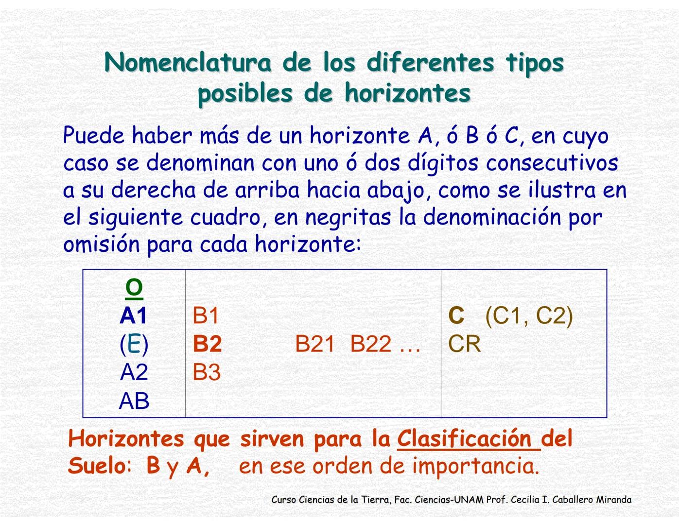 Suelos
Curso Ciencias de la Tierra, Fac. Ciencias-UNAM
Prof. Cecilia I. Caballero Miranda # Estudio del suelo
CIENCIAS dedicadas al estudi