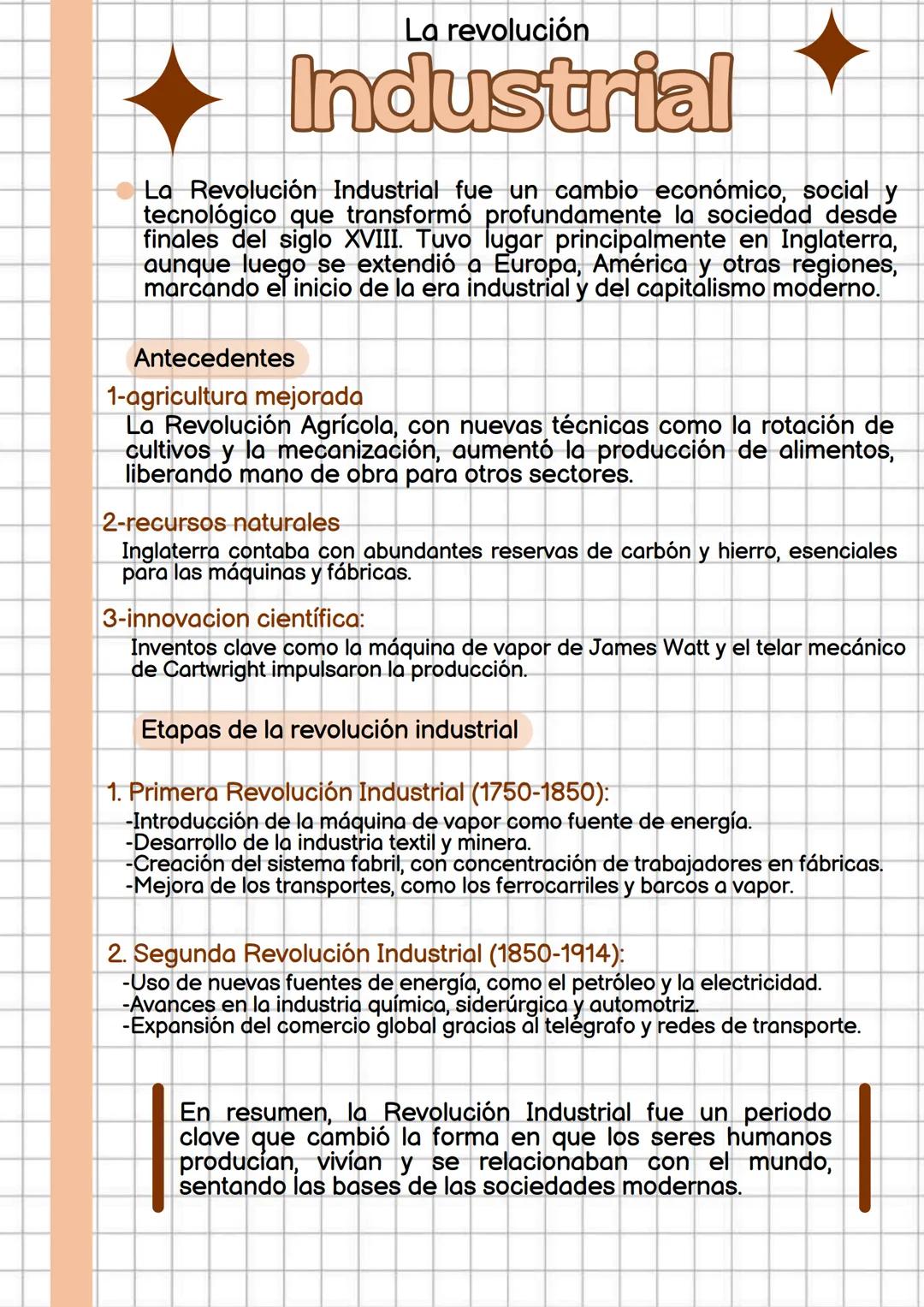 # La revolución
Industrial
La Revolución Industrial fue un cambio económico, social y
tecnológico que transformó profundamente la sociedad