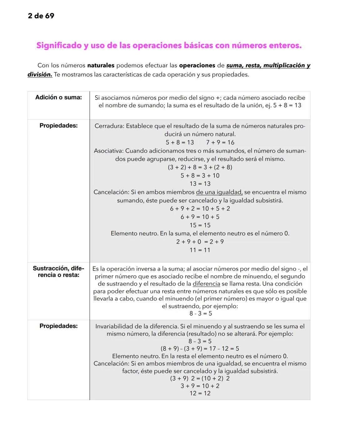 1 de 69
Matemáticas
Significado y uso de los números.
Significado y uso de las operaciones básicas con números enteros.
Las matemáticas util