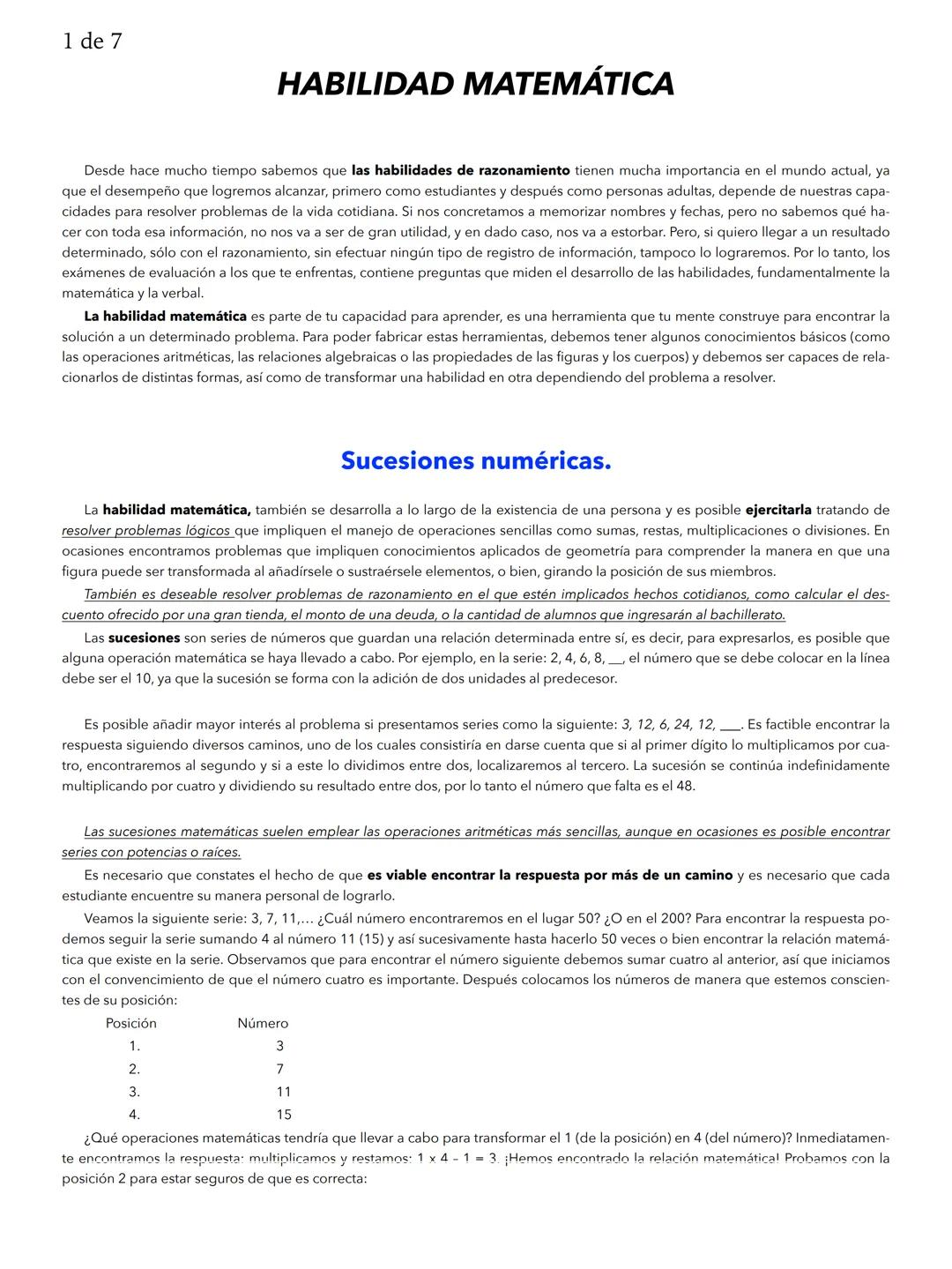 1 de 7
# HABILIDAD MATEMÁTICA
Desde hace mucho tiempo sabemos que las habilidades de razonamiento tienen mucha importancia en el mundo act