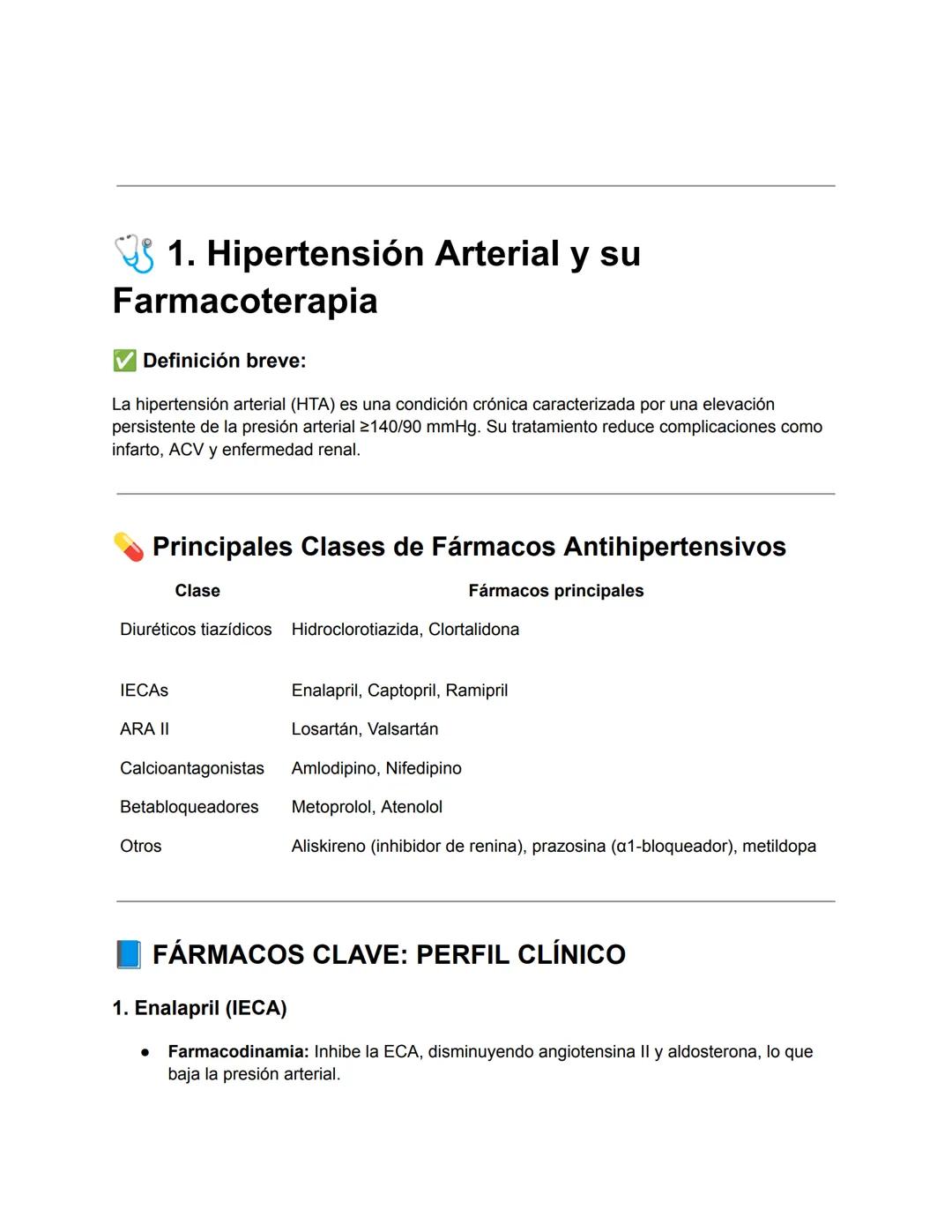 # 1. Hipertensión Arterial y su
Farmacoterapia
Definición breve:
La hipertensión arterial (HTA) es una condición crónica caracterizada por