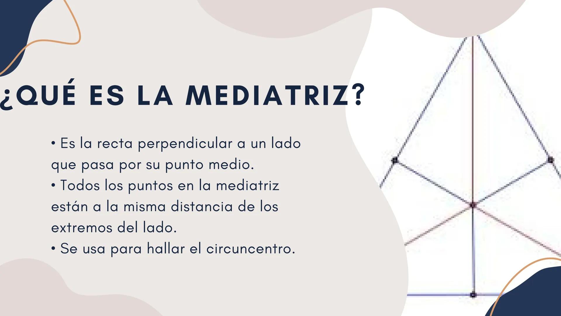 # MEDIATRIZ Y CIRCUNCENTRO
DE
# TRIANGULOS INTRODUCCIÓN
• La mediatriz y el circuncentro son
puntos notables en los triángulos.
• La media
