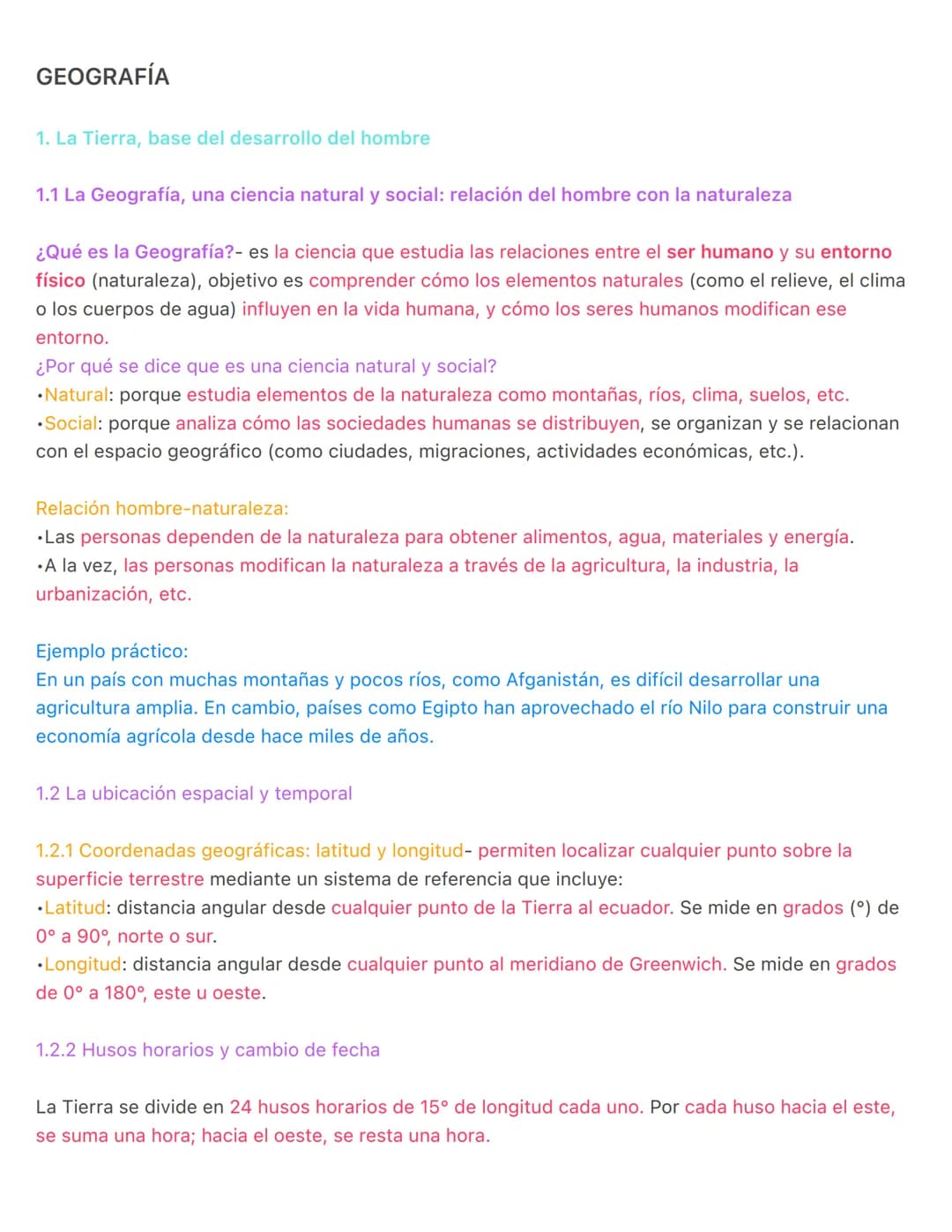 GEOGRAFÍA
1. La Tierra, base del desarrollo del hombre
1.1 La Geografía, una ciencia natural y social: relación del hombre con la naturaleza