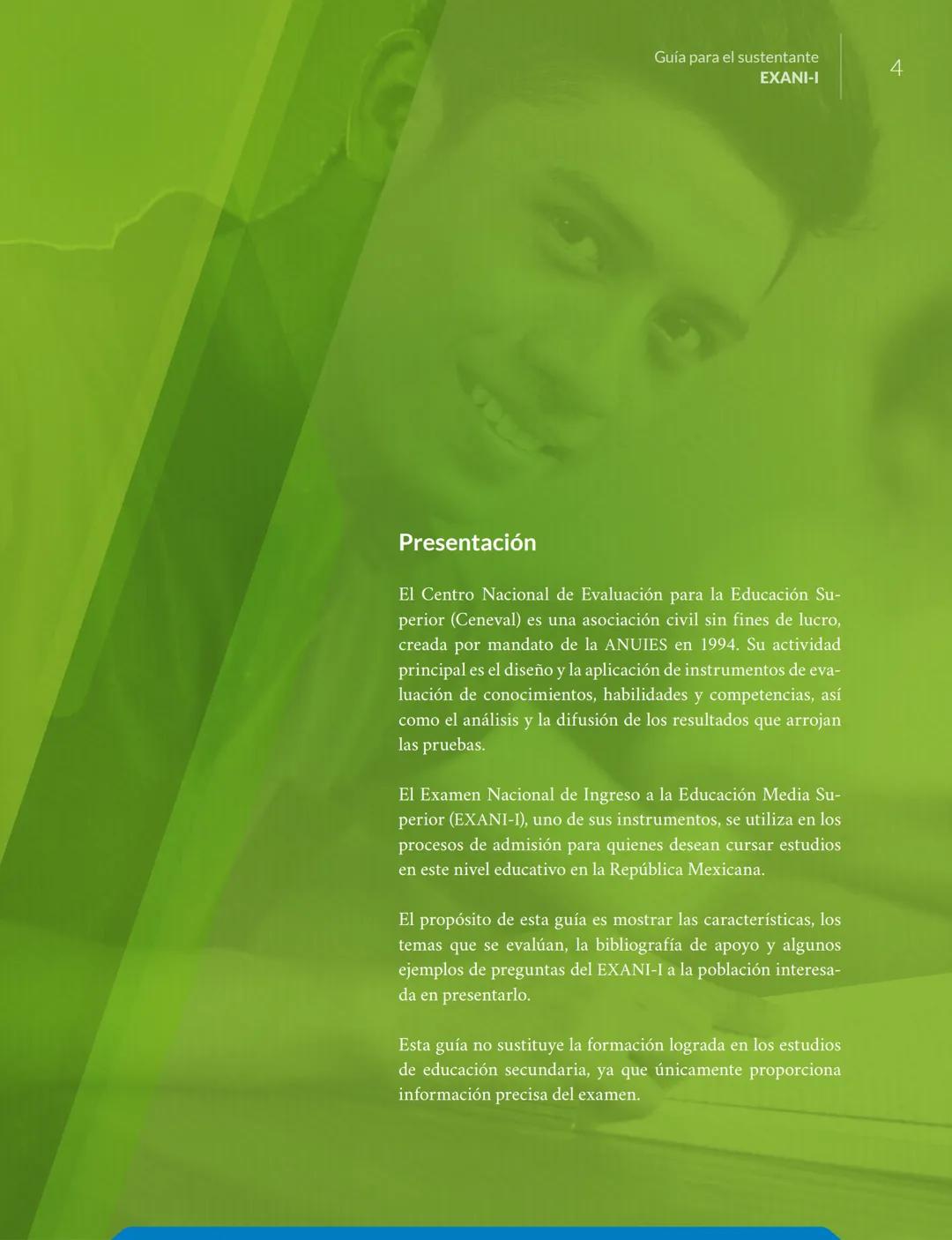 # Guía
para el sustentante
EXANI-I Directorio del Ceneval
Antonio Ávila Díaz
Director General
Lilian Fátima Vidal González
Directora de lo