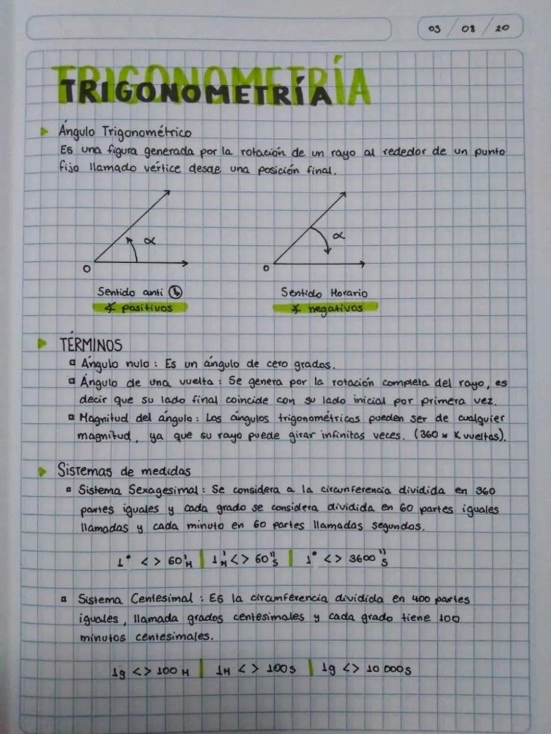 # TRIGONOMETRÍA
▶ Ángulo Trigonométrico
Es una figura generada por la rotación de un rayo al rededor de un punto fijo llamado vértice desde