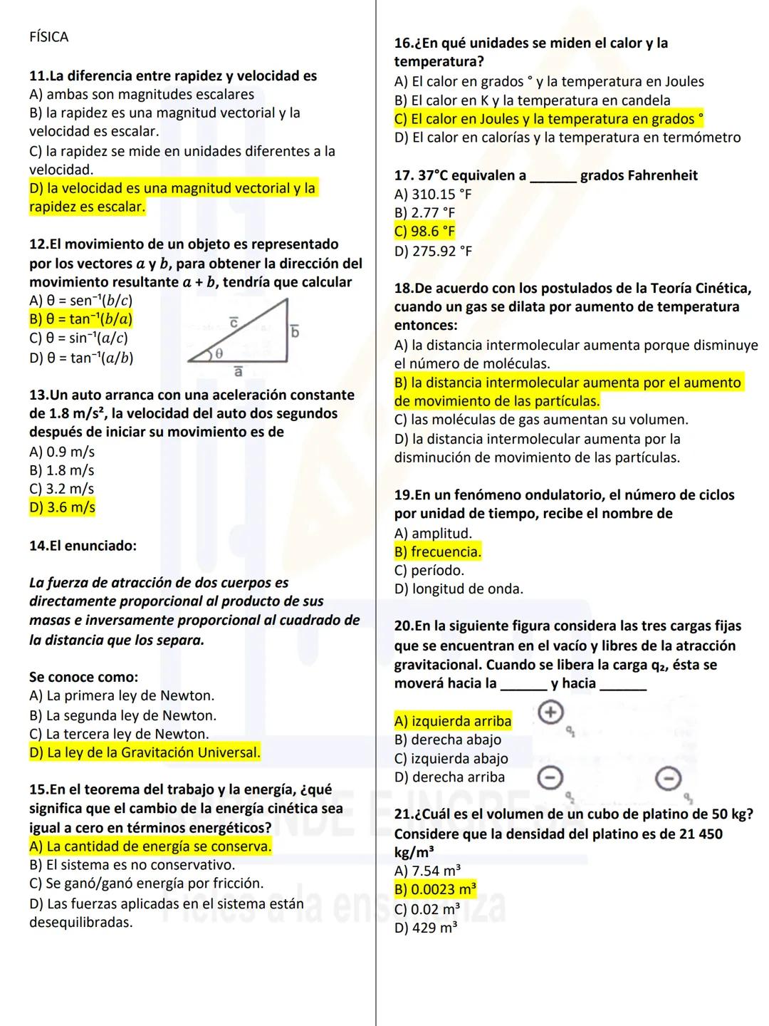 # QUÍMICA
1. Son ejemplos de compuestos:
A) Radio, litio, cloro, y oro
B) Malteada, lechuga, azúcar y potasio
C) Vinagre y aceite, cera, ag