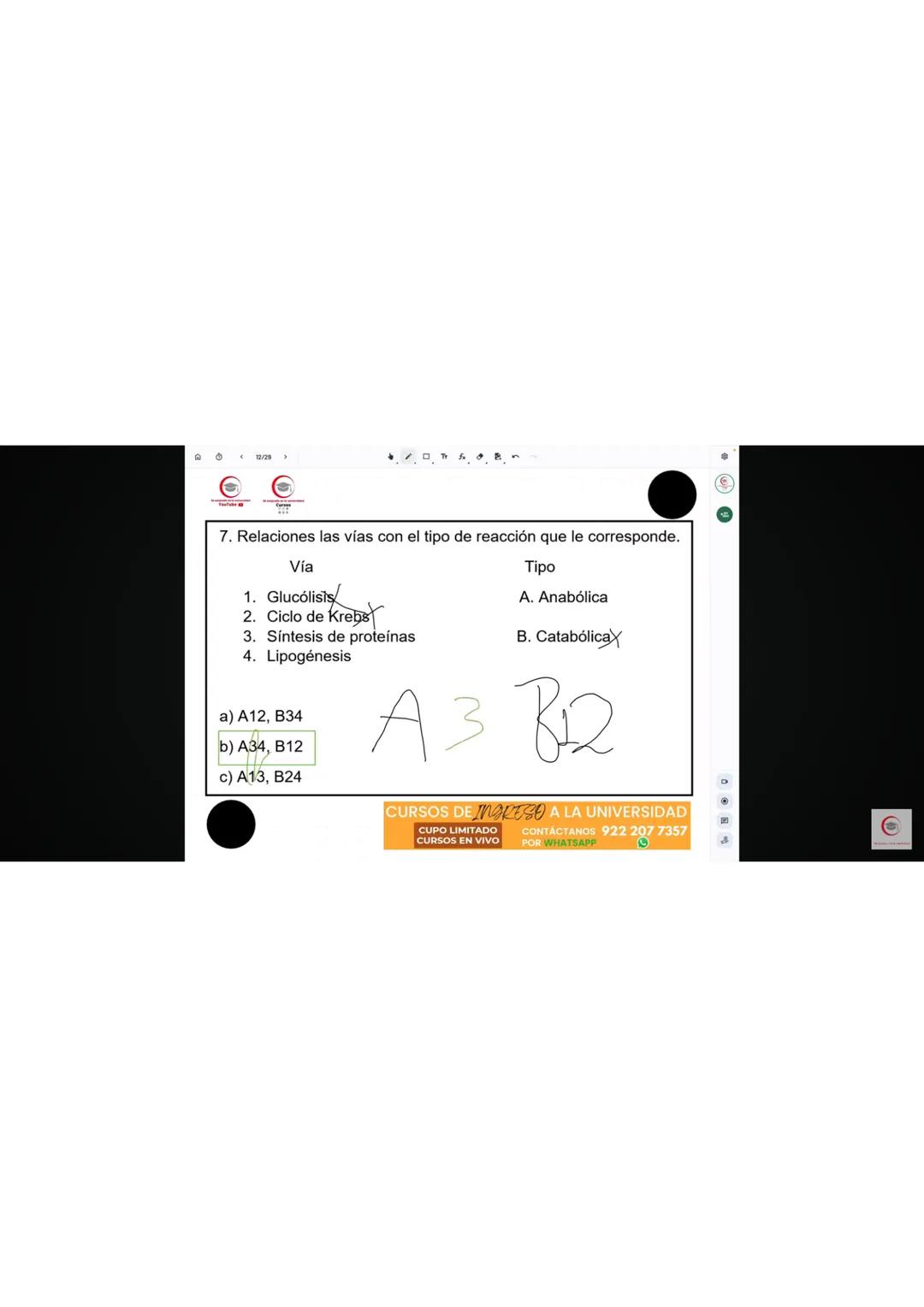 4. Identifique el producto que se obtiene en el ciclo de Krebs cuando al aconitato se
le agrega una molécula de agua.
a) Oxalacetato
b) Isoc