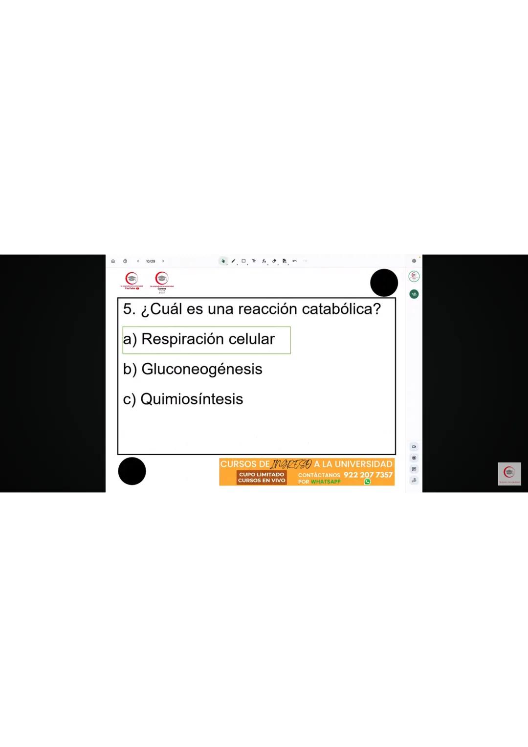 4. Identifique el producto que se obtiene en el ciclo de Krebs cuando al aconitato se
le agrega una molécula de agua.
a) Oxalacetato
b) Isoc