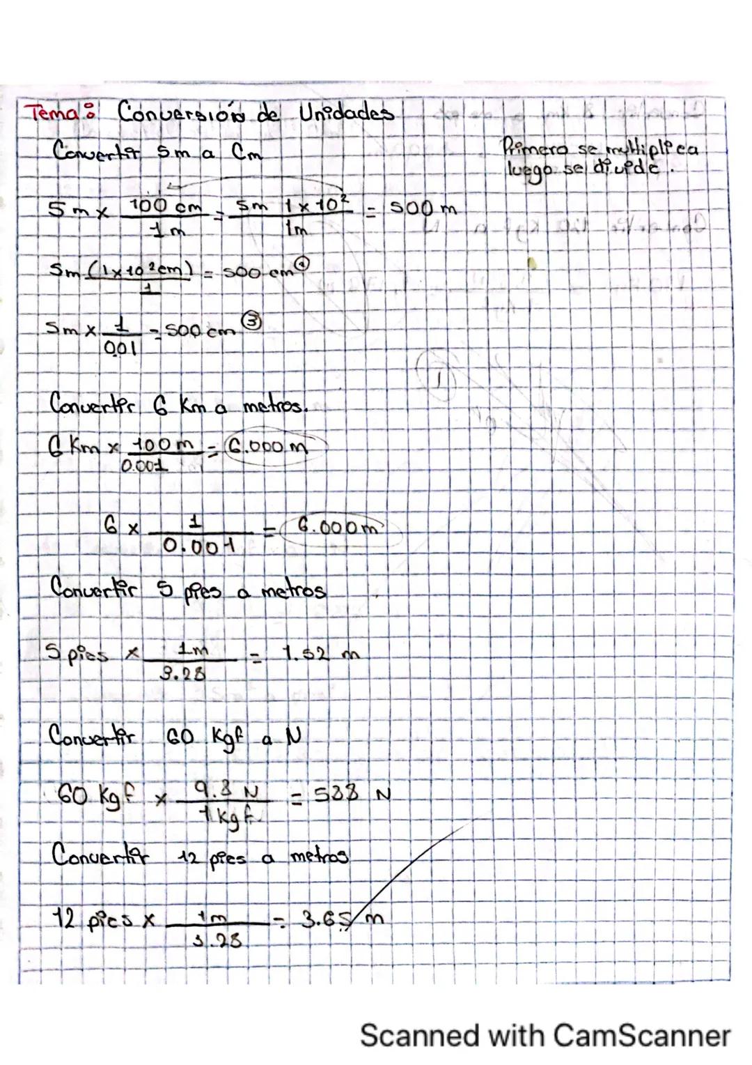 Tema: Conversión de Unidades
Convertir 5m a Cm
4
5m x 100 cm = 5m 1x10² = 500m
1m
1m
5m (1x 10²cm) = 500 cm
5mx 1 = 500 cm
001
Converter 6 k