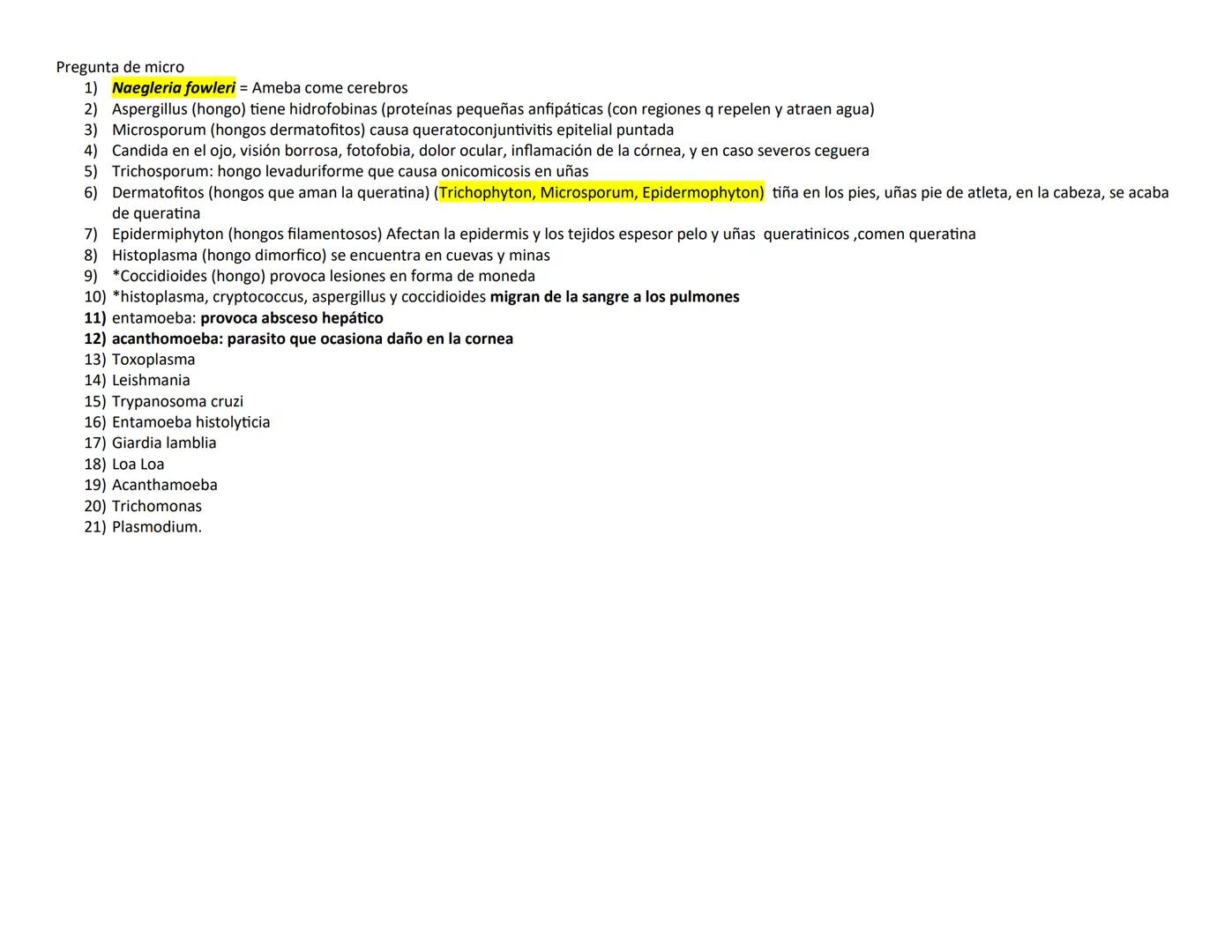 ## PARÁSITO/H TRASMISIÓN Y HOSPEDADOR CLÍNICA LESIONES EN OJO DIAGNÓSTICO PARÁSITO
ongo ELEMENTO
INFECTANTE
ES
(E.I)
Naegleria
fowle