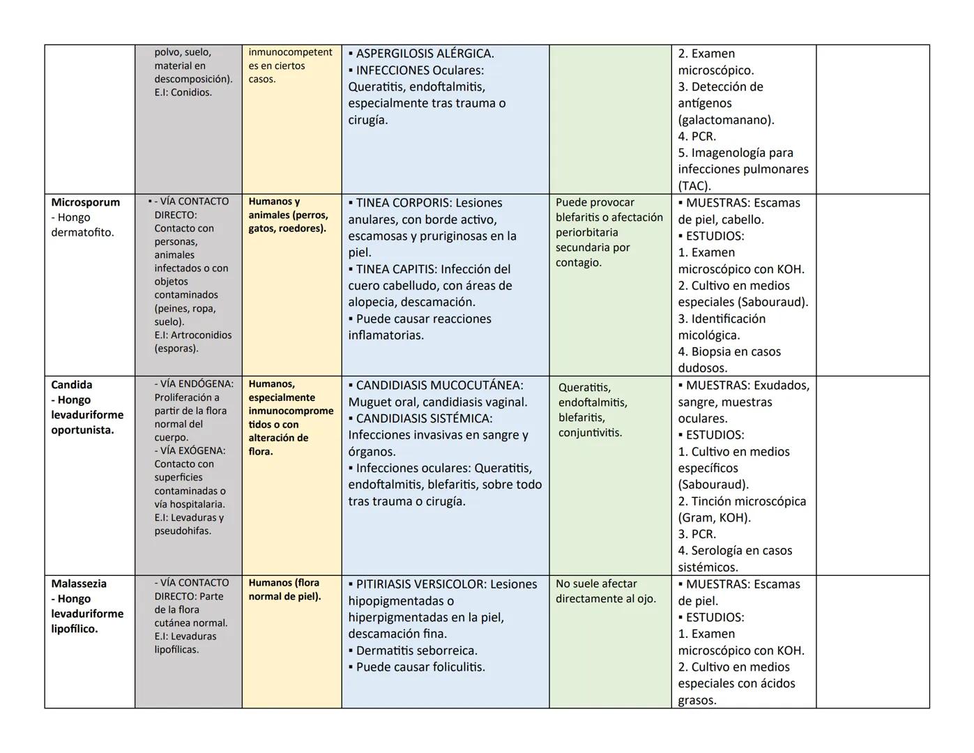 ## PARÁSITO/H TRASMISIÓN Y HOSPEDADOR CLÍNICA LESIONES EN OJO DIAGNÓSTICO PARÁSITO
ongo ELEMENTO
INFECTANTE
ES
(E.I)
Naegleria
fowle