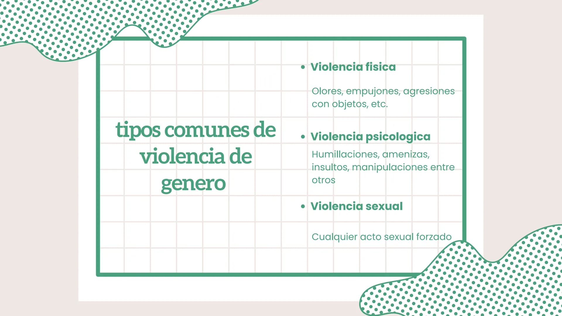 # TIPOS DE
VIOLENCIA # violencia de genero Que es violencia de
genero?
es cualquier acto de violencia
que se dirige contra una persona
en r