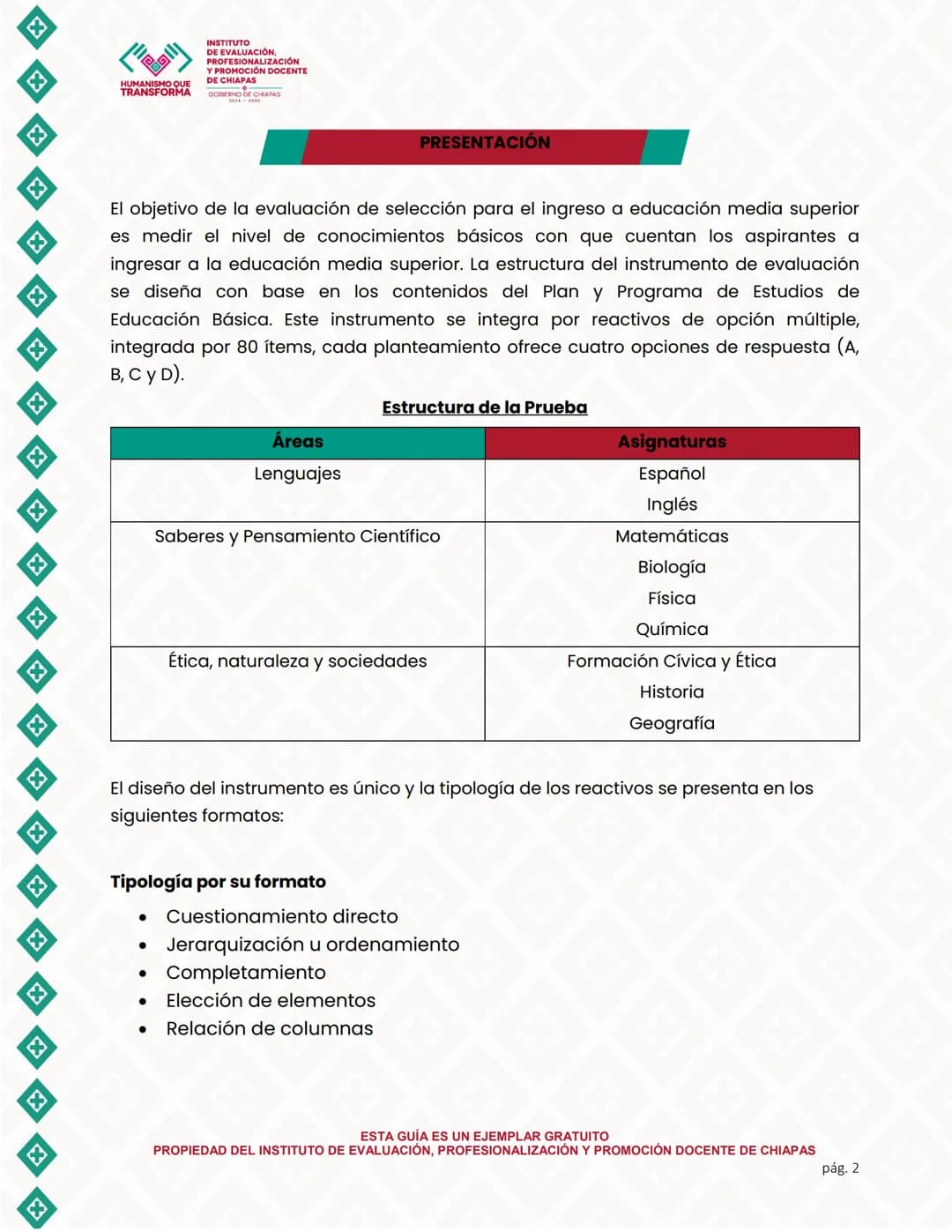 X
X
X
X
X
X
X
X
X
X
X
X
X
X
TRANSFORMA
INSTITUTO
DE EVALUACIÓN,
PROFESIONALIZACIÓN
Y PROMOCIÓN DOCENTE
DE CHIAPAS
DORMERNO DE CHAPAS
VALORAC