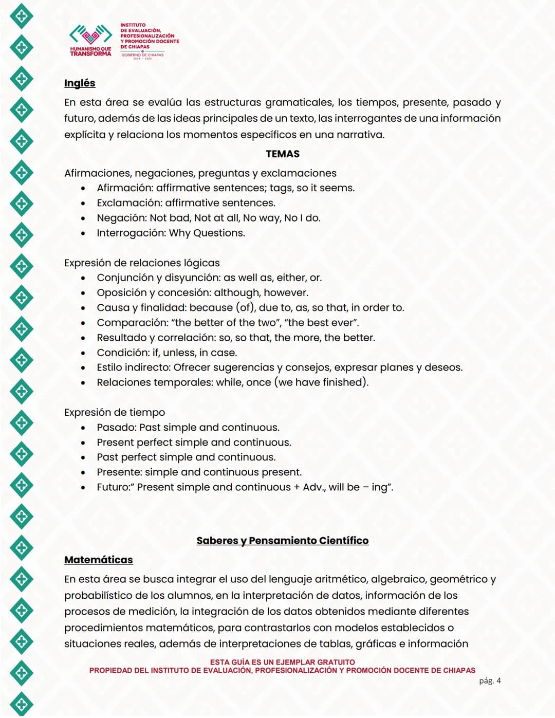 X
X
X
X
X
X
X
X
X
X
X
X
X
X
TRANSFORMA
INSTITUTO
DE EVALUACIÓN,
PROFESIONALIZACIÓN
Y PROMOCIÓN DOCENTE
DE CHIAPAS
DORMERNO DE CHAPAS
VALORAC