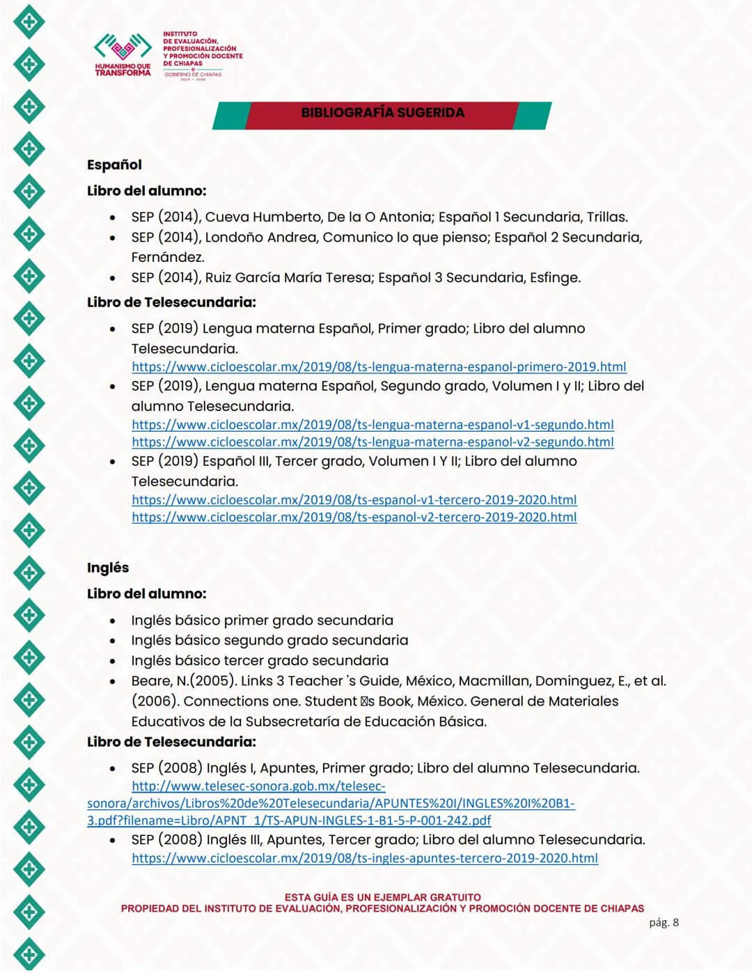 X
X
X
X
X
X
X
X
X
X
X
X
X
X
TRANSFORMA
INSTITUTO
DE EVALUACIÓN,
PROFESIONALIZACIÓN
Y PROMOCIÓN DOCENTE
DE CHIAPAS
DORMERNO DE CHAPAS
VALORAC