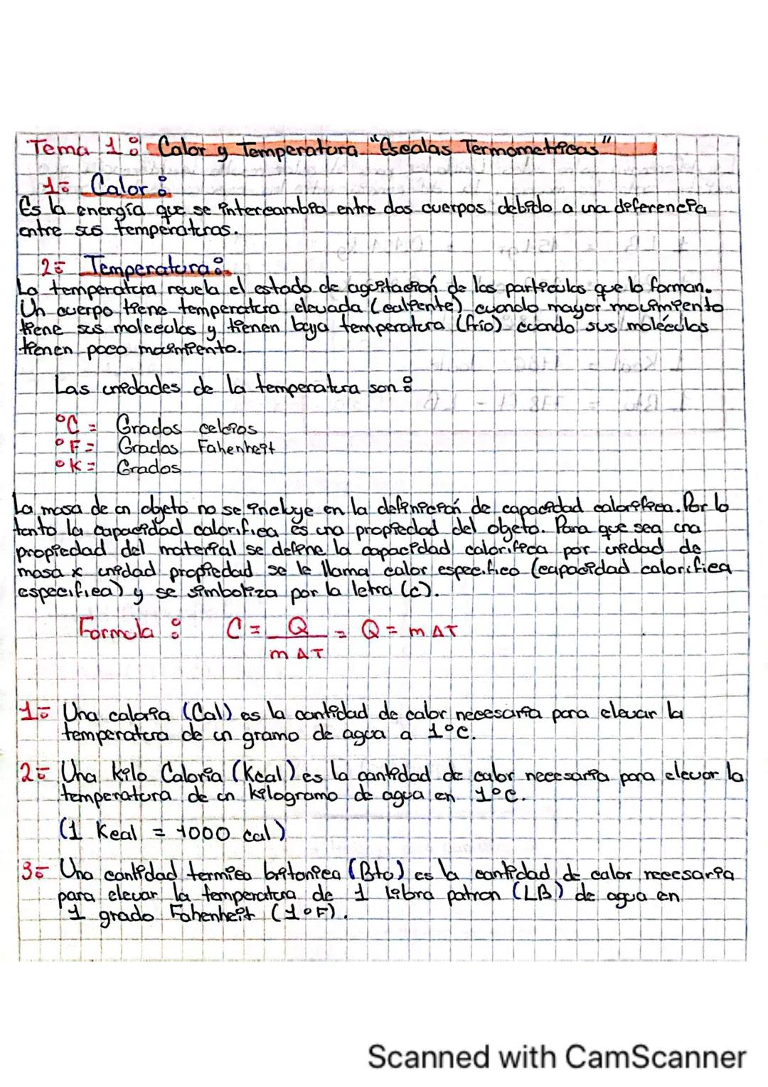 Tema 1: Color y Temperatura "Esealas Termometricas"
1: Calor:
Es la energía que se intercambia entre das cuerpos debido a una deferenePa
en