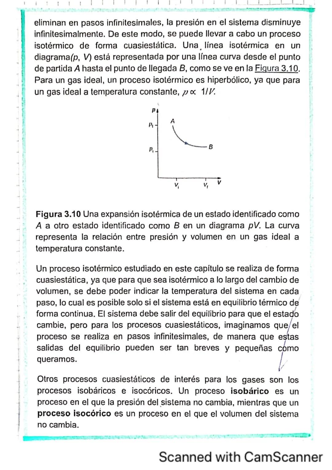 Proceso Isobáricos
Un proceso isobárico es un proceso termodinámico en el que la
presión se mantiene constante: ΔP = 0. El calor transferido
