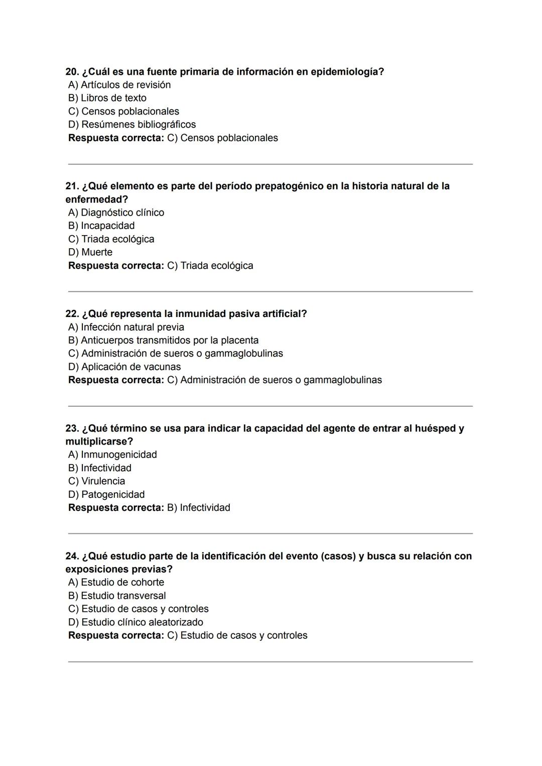 1. ¿Quién es considerado el padre de la epidemiología moderna?
A) William Farr
B) Louis Pasteur
C) John Snow
D) Richard Doll
Respuesta corre