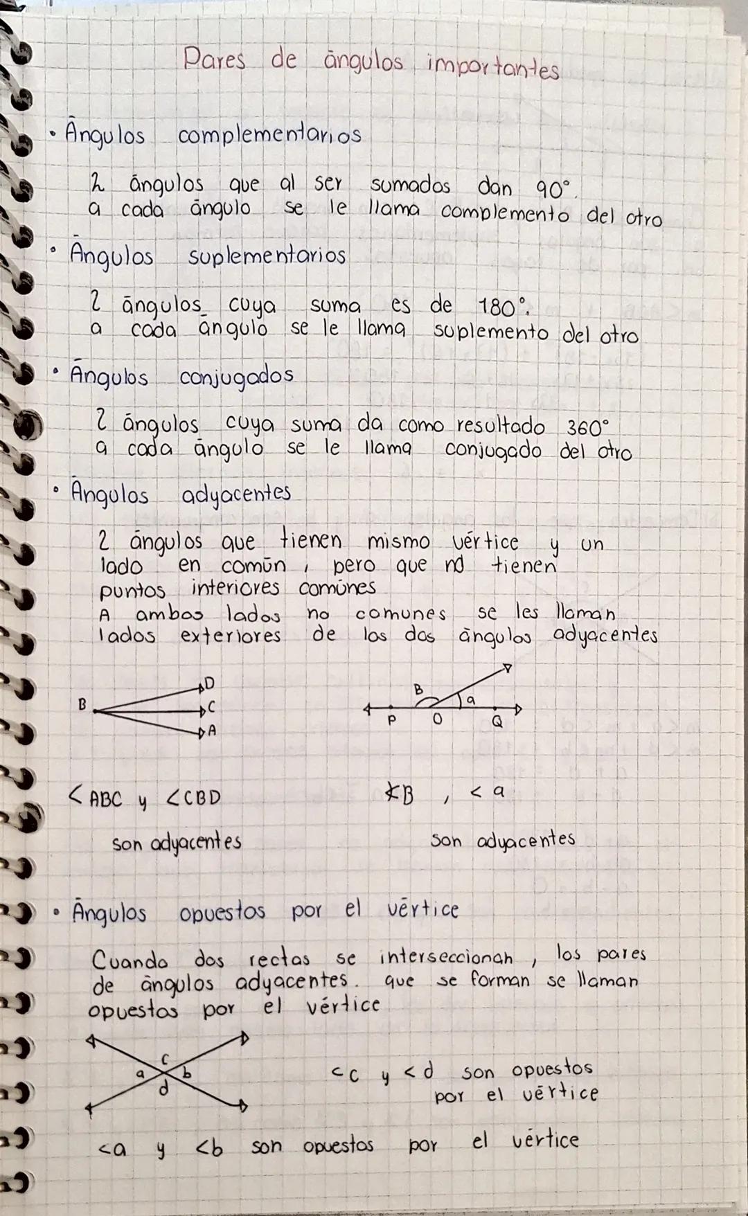 Clasificación de los ángulos de acuerdo a sus medidas
• Ángulo agudo
mide más de 0° pero menos de 90°
A
• Ángulo recto
mide 90°
A
B
C
∠B =