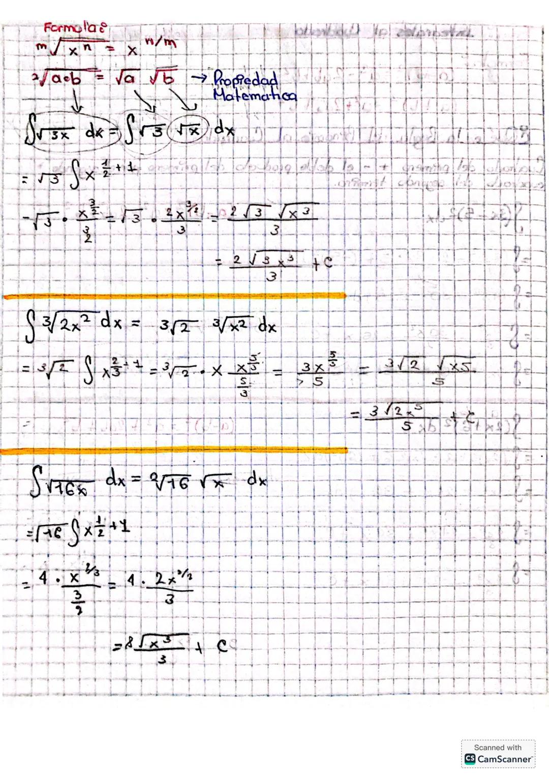 # Tema 8 Suma de Fracciones
# Raices
Formula = $m \sqrt{x^n} = x^{n/m}$
$\int 2 \sqrt{x^1} dx = \int x^{\frac{1}{2}}$
$\int \frac{x^{\frac{3