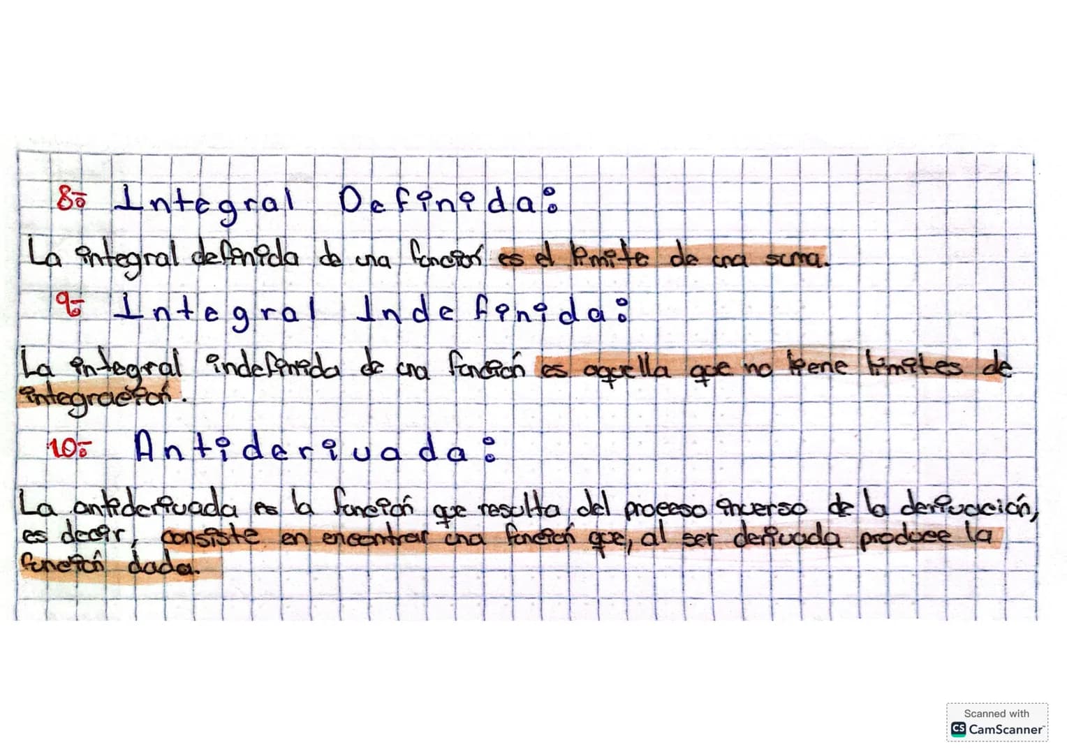 Tarca: Buscar los conceptos de Función, Dominio, Contradominio, Imagen,
Pendiente, Derivada, Deferencial, Integral Definida, Integral
Indefi