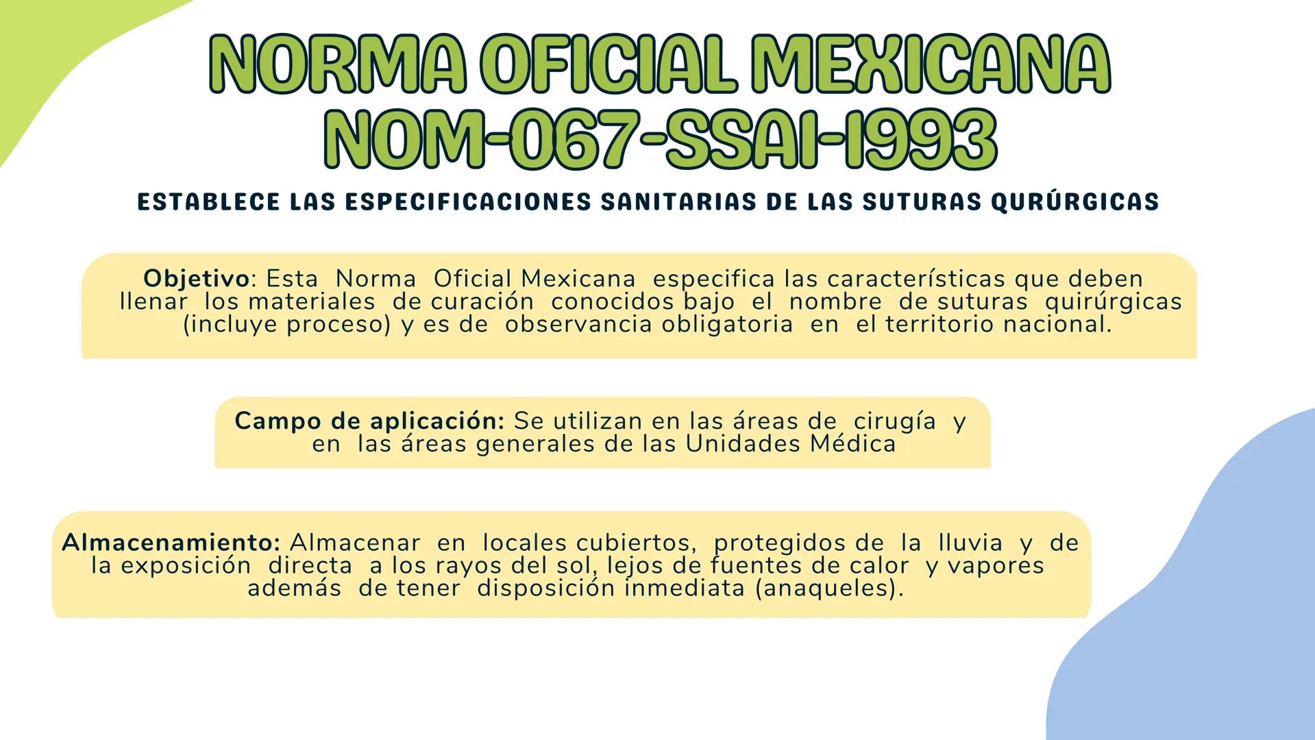 # TÉCNICAS QUIRÚRGICAS
# PUNTOS DE SUTURA
MARÍA FERNANDA LANDEROS RODRÍGUEZ # NORMA OFICIAL MEXICANA
# NOM-067-SSA1-1993
ESTABLECE LAS ES